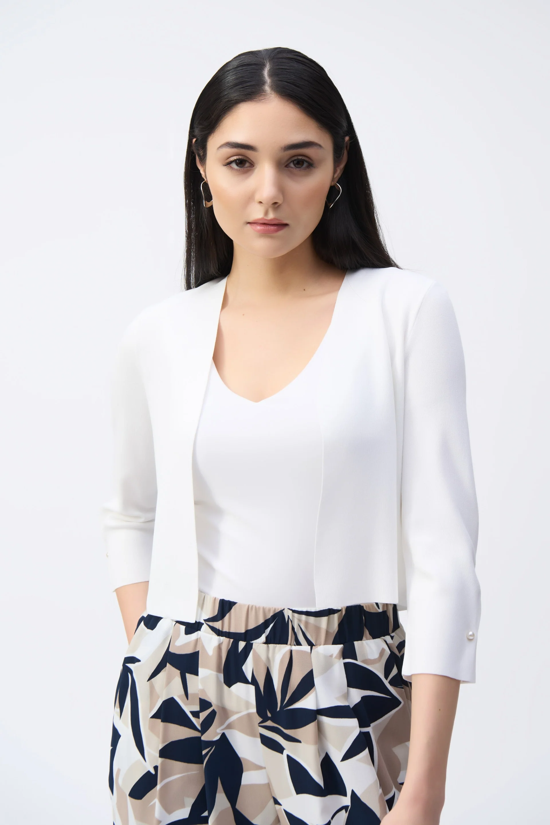 Joseph Ribkoff Cropped Cover-Up with Pearl Ornament Style 251900