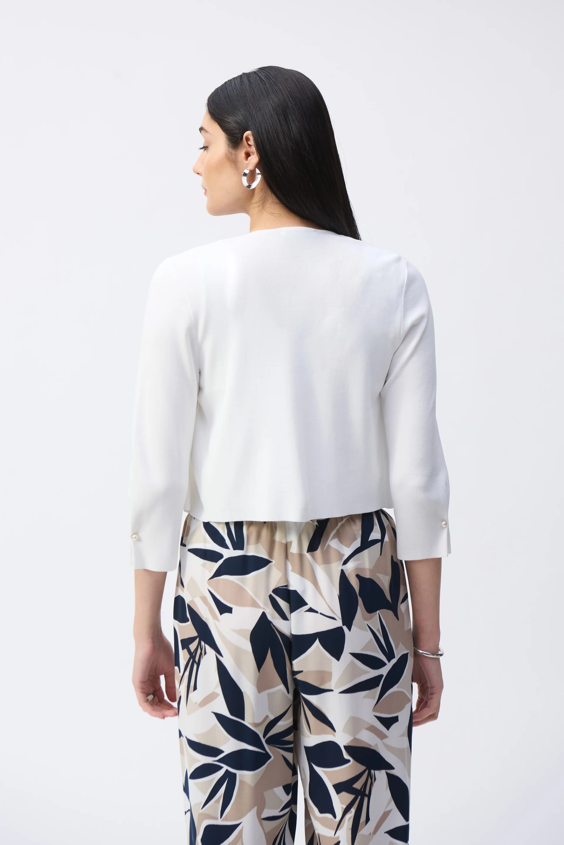 Joseph Ribkoff Cropped Cover-Up with Pearl Ornament Style 251900 - Image 2