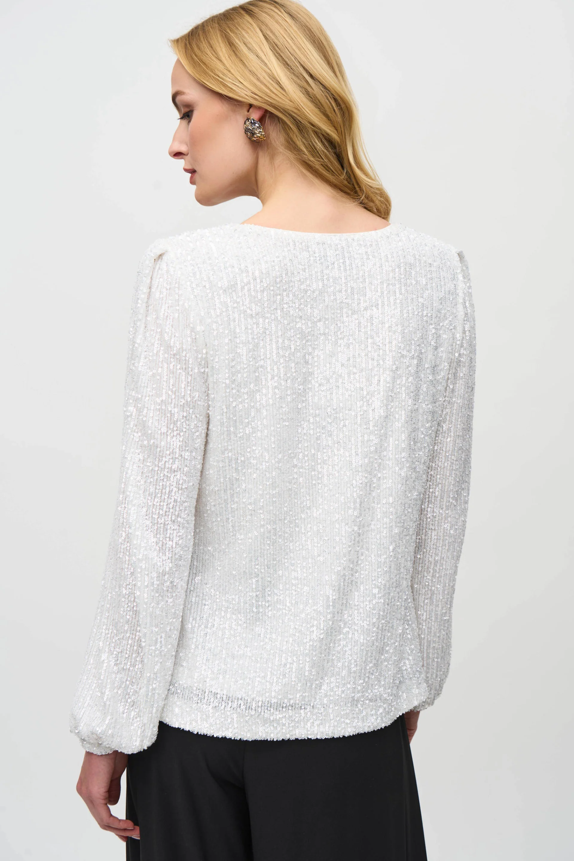 Joseph Ribkoff Crystal Sequined Cowl Neck Top Style 244917 - Image 3