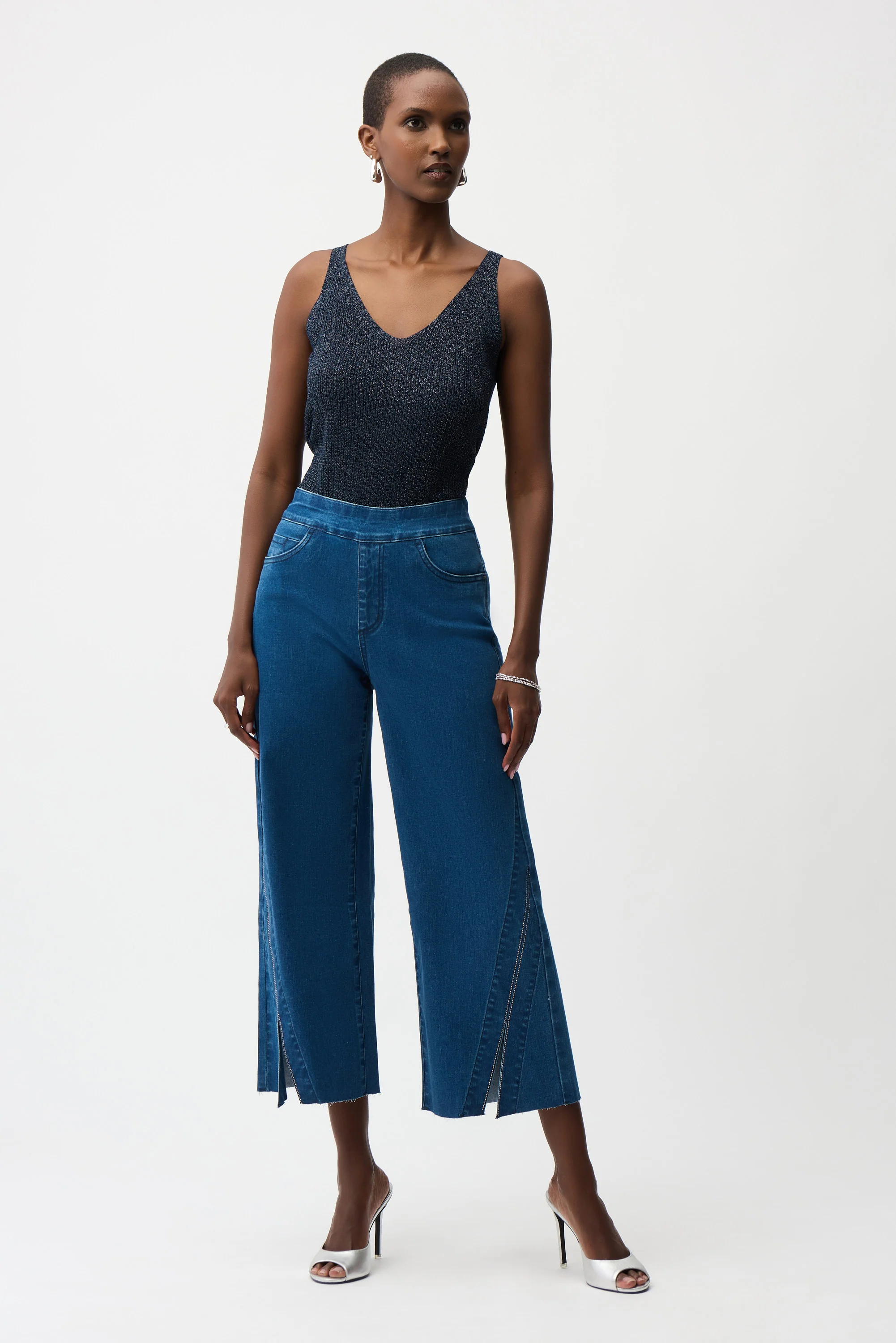 Joseph Ribkoff Culotte Jeans With Rhinestones Style 261957 - Image 2