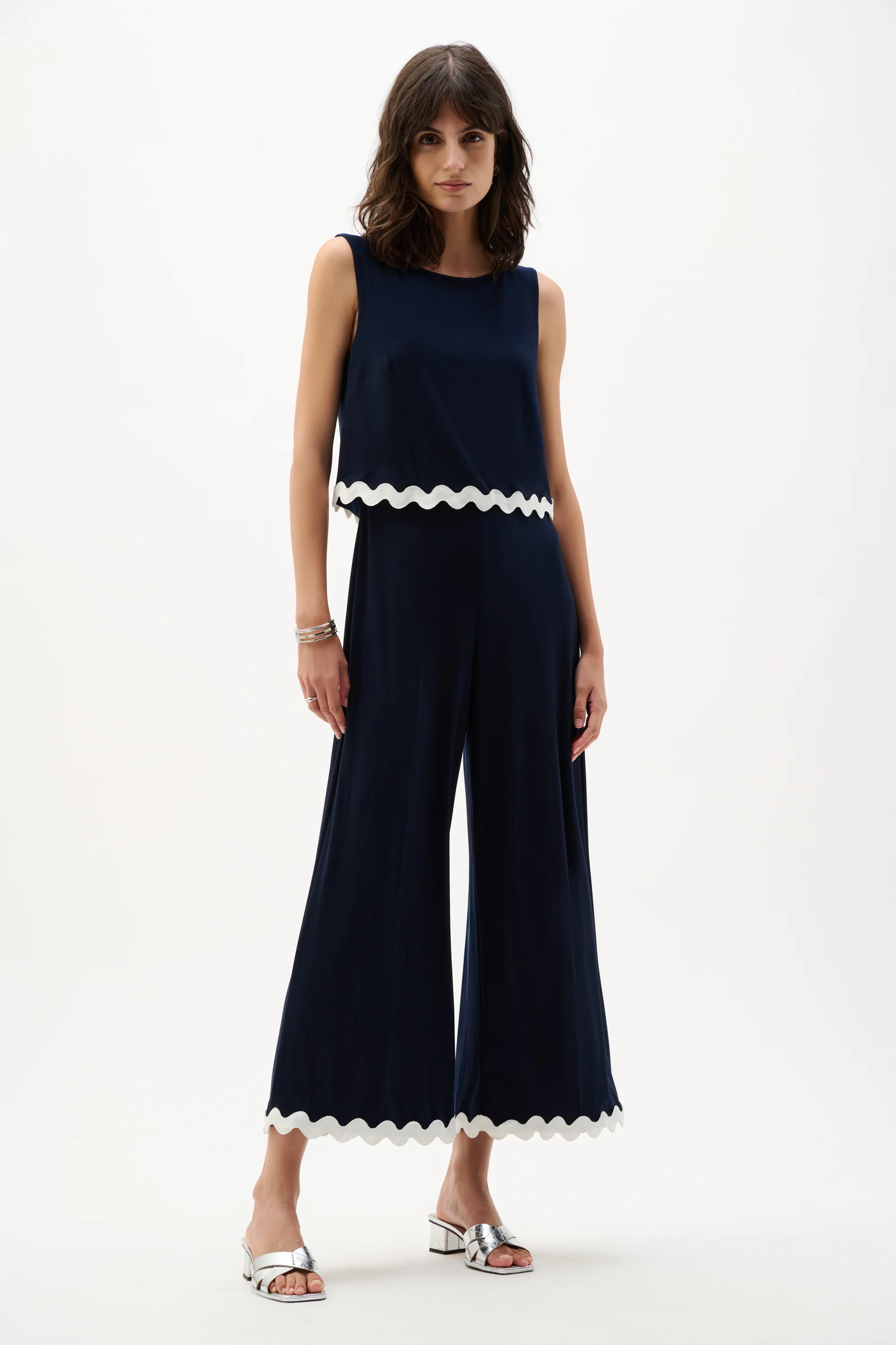 Joseph Ribkoff Culotte Jumpsuit With Contrast Trim Style 262144 - Image 11