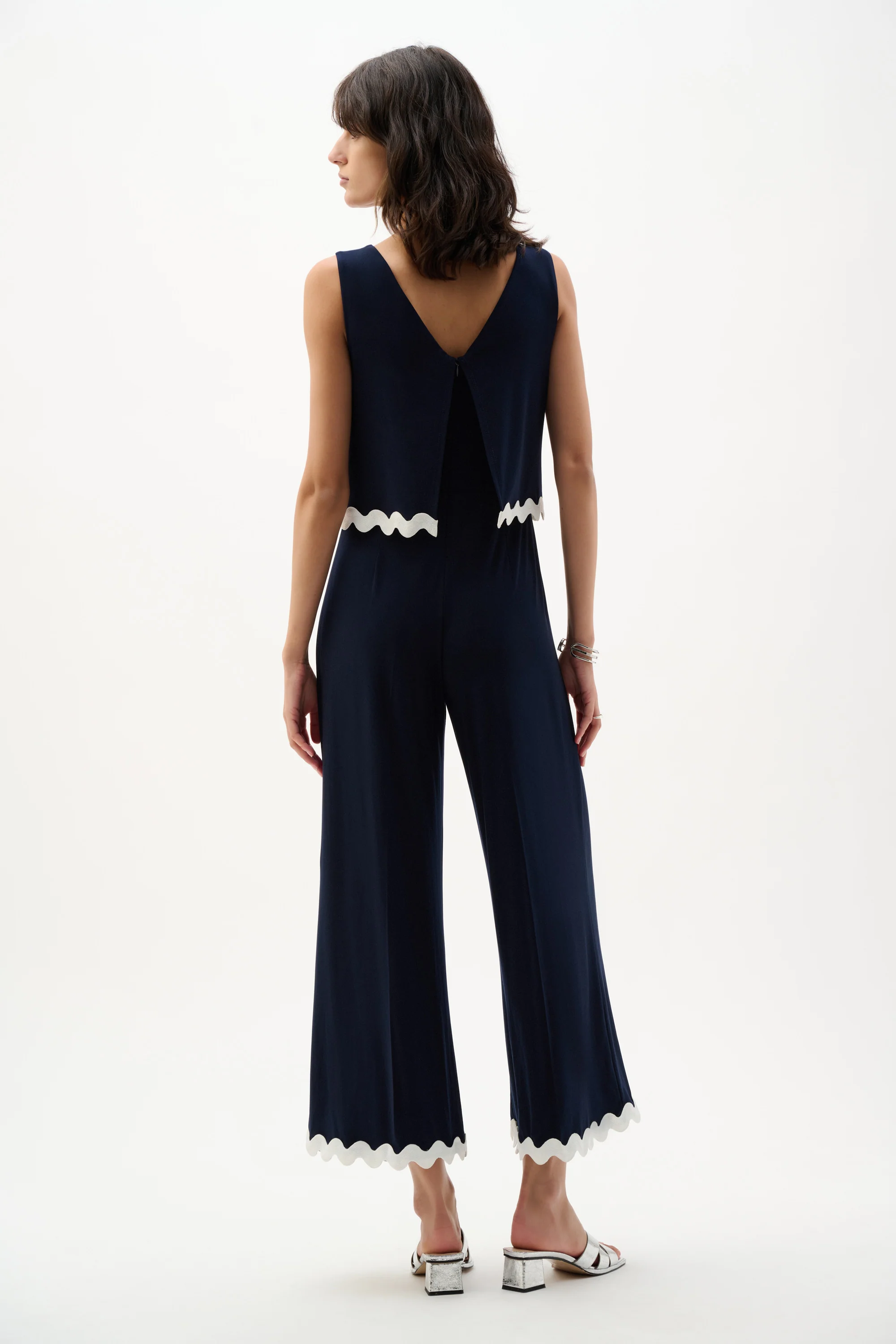 Joseph Ribkoff Culotte Jumpsuit With Contrast Trim Style 262144 - Image 12