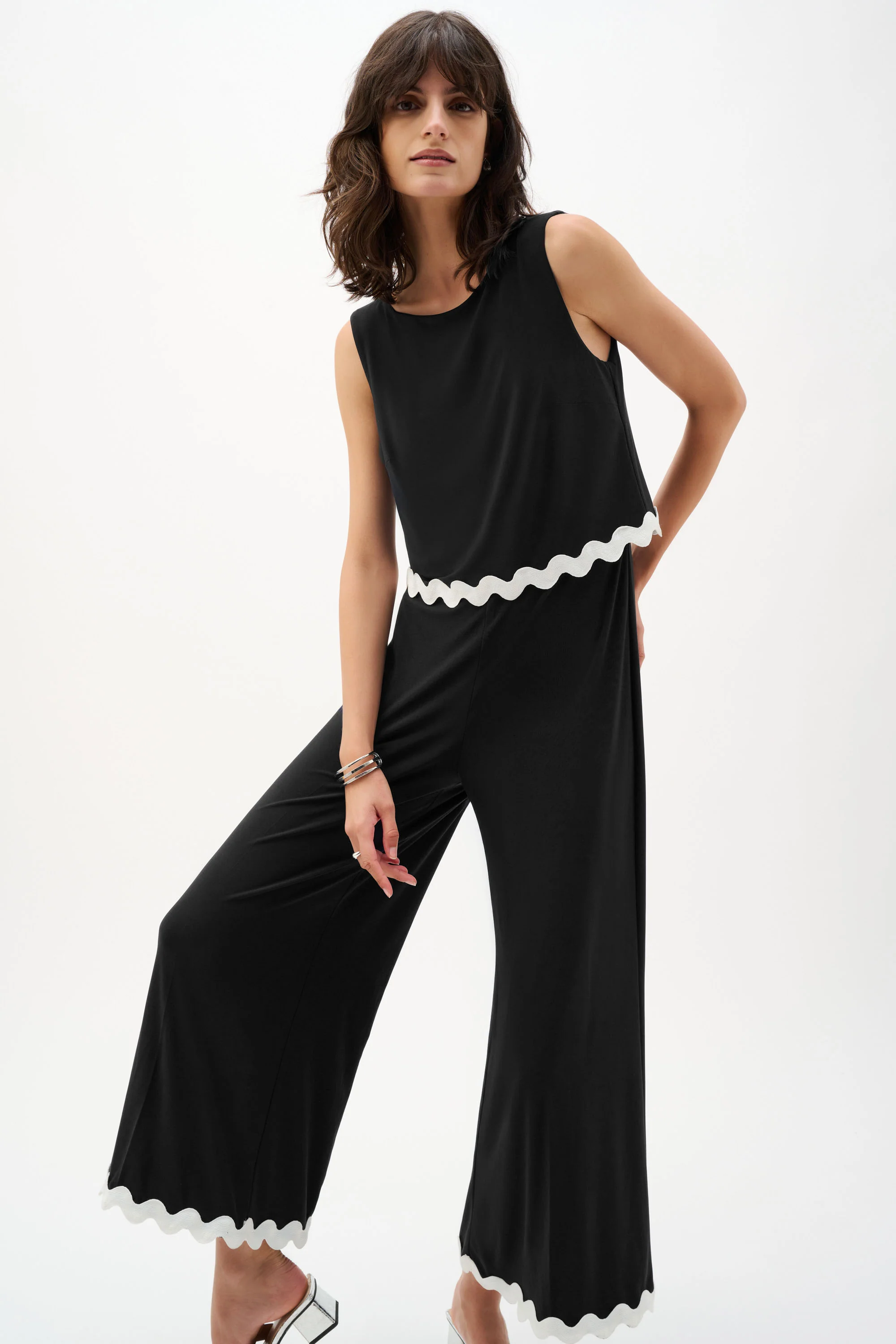 Joseph Ribkoff Culotte Jumpsuit With Contrast Trim Style 262144 - Image 3