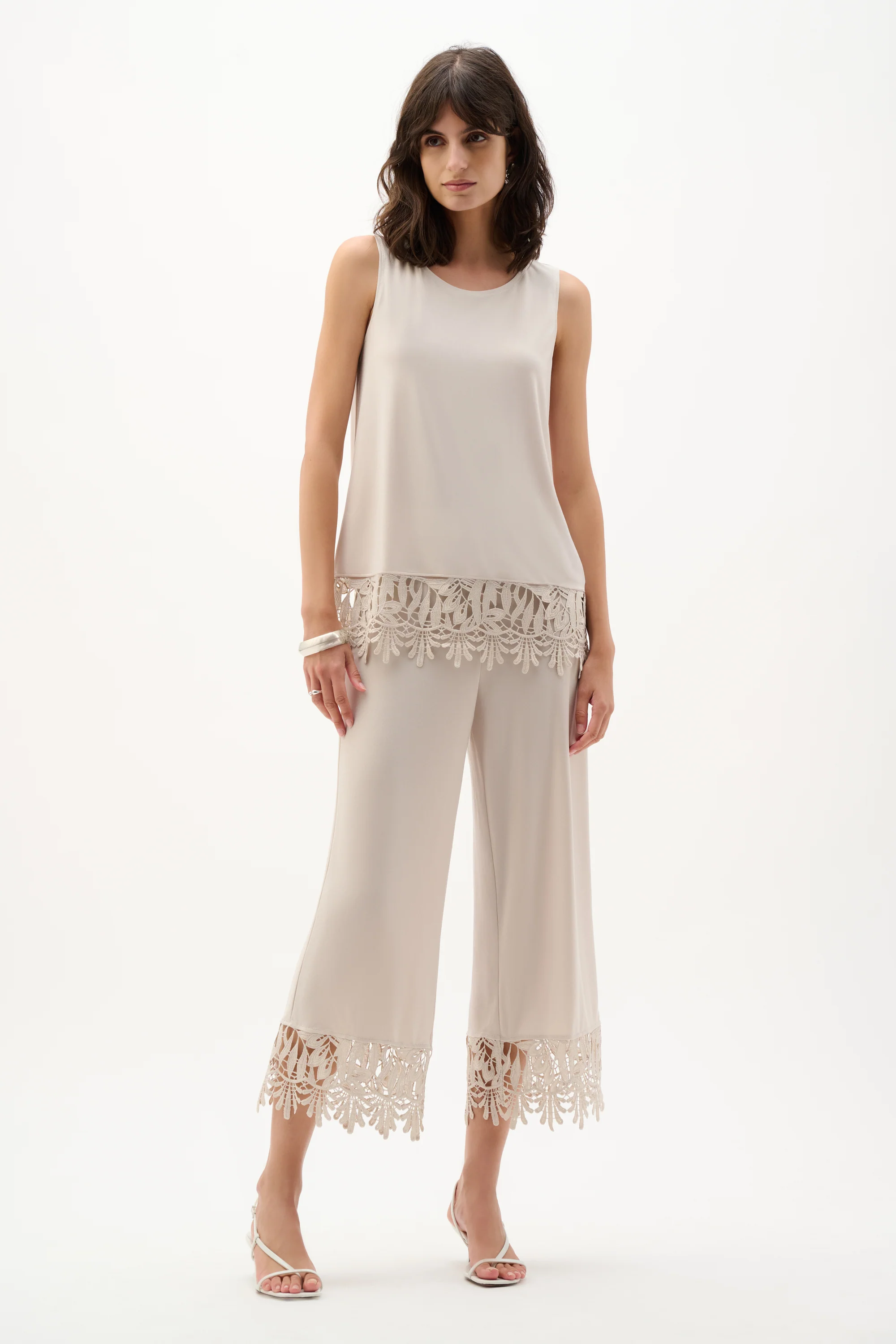 Joseph Ribkoff Culotte Pants With Guipure Lace Hem Style 262095 - Image 3