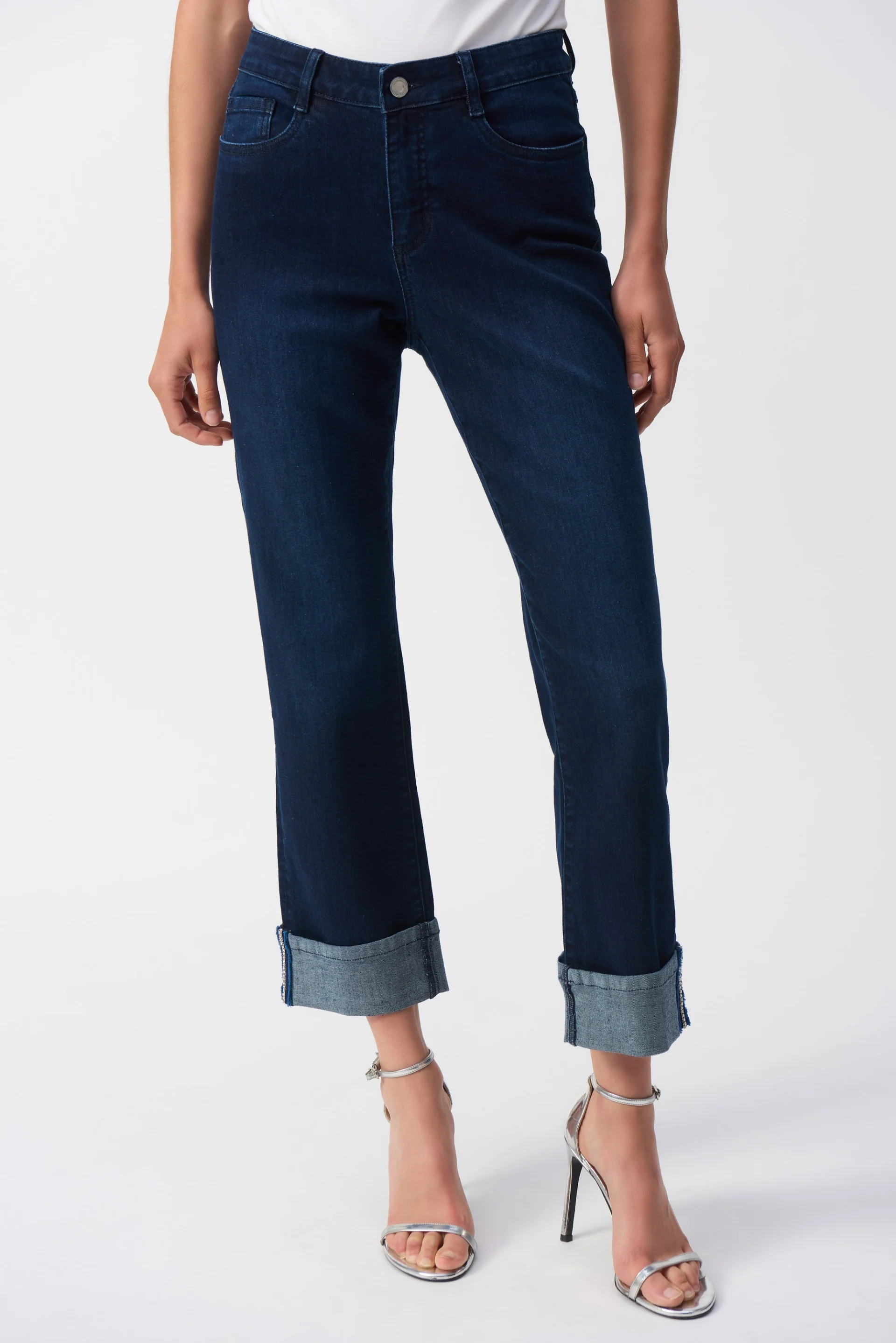 Joseph Ribkoff Dark Denim Blue Slim Fit Cropped Jeans Style 251961