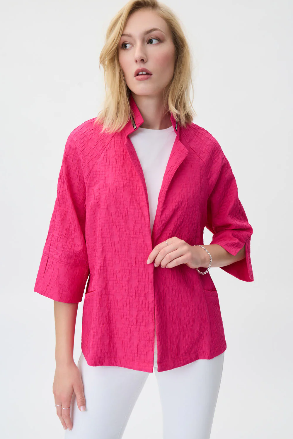 Joseph Ribkoff Dazzle Pink Jacquard Jacket Style 231142