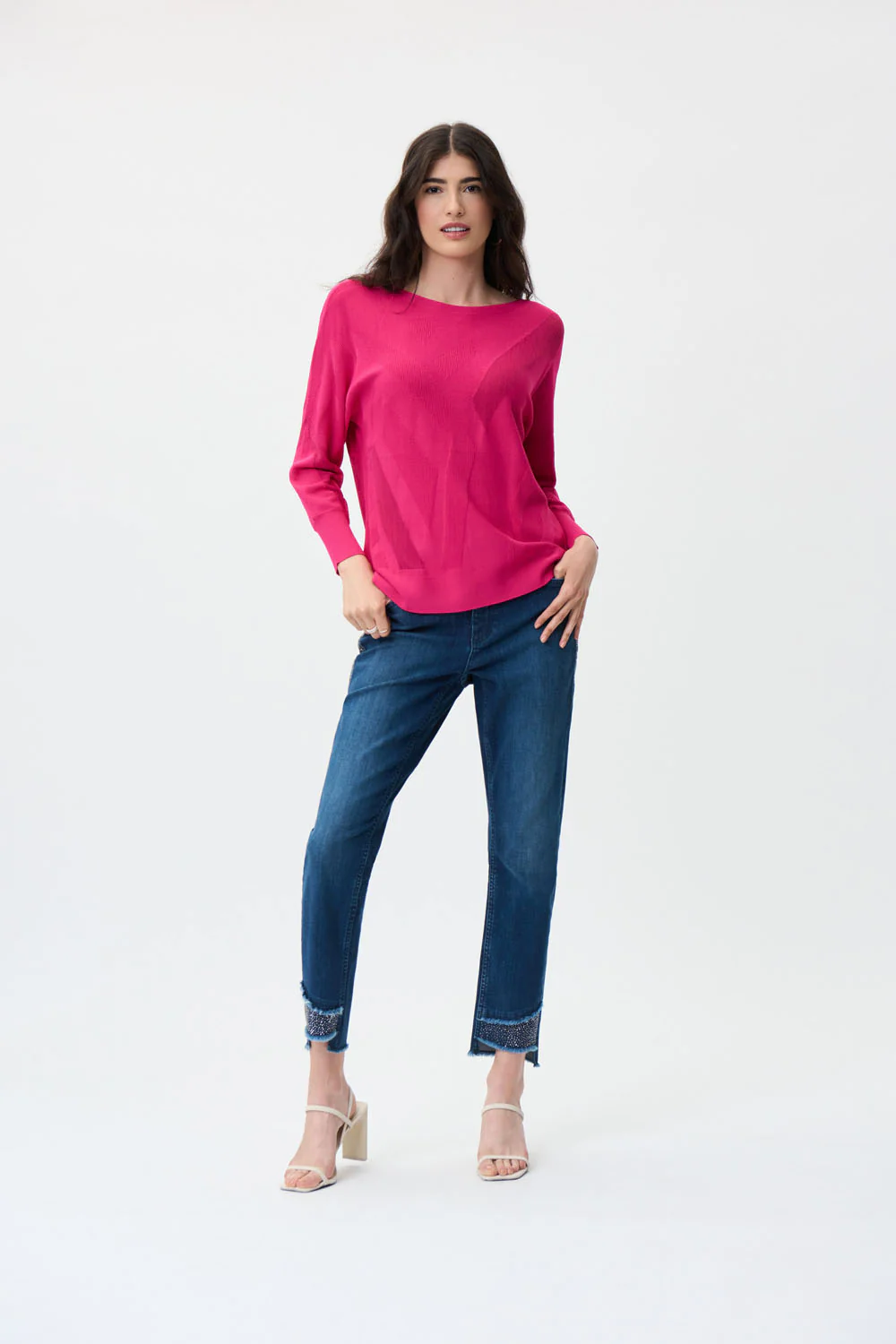 Joseph Ribkoff Dazzle Pink Knit Top Style 231950 - Image 4