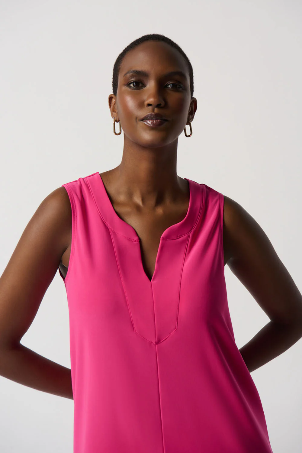 Joseph Ribkoff Dazzle Pink Sleeveless A-Line Top Style 231137 - Image 2