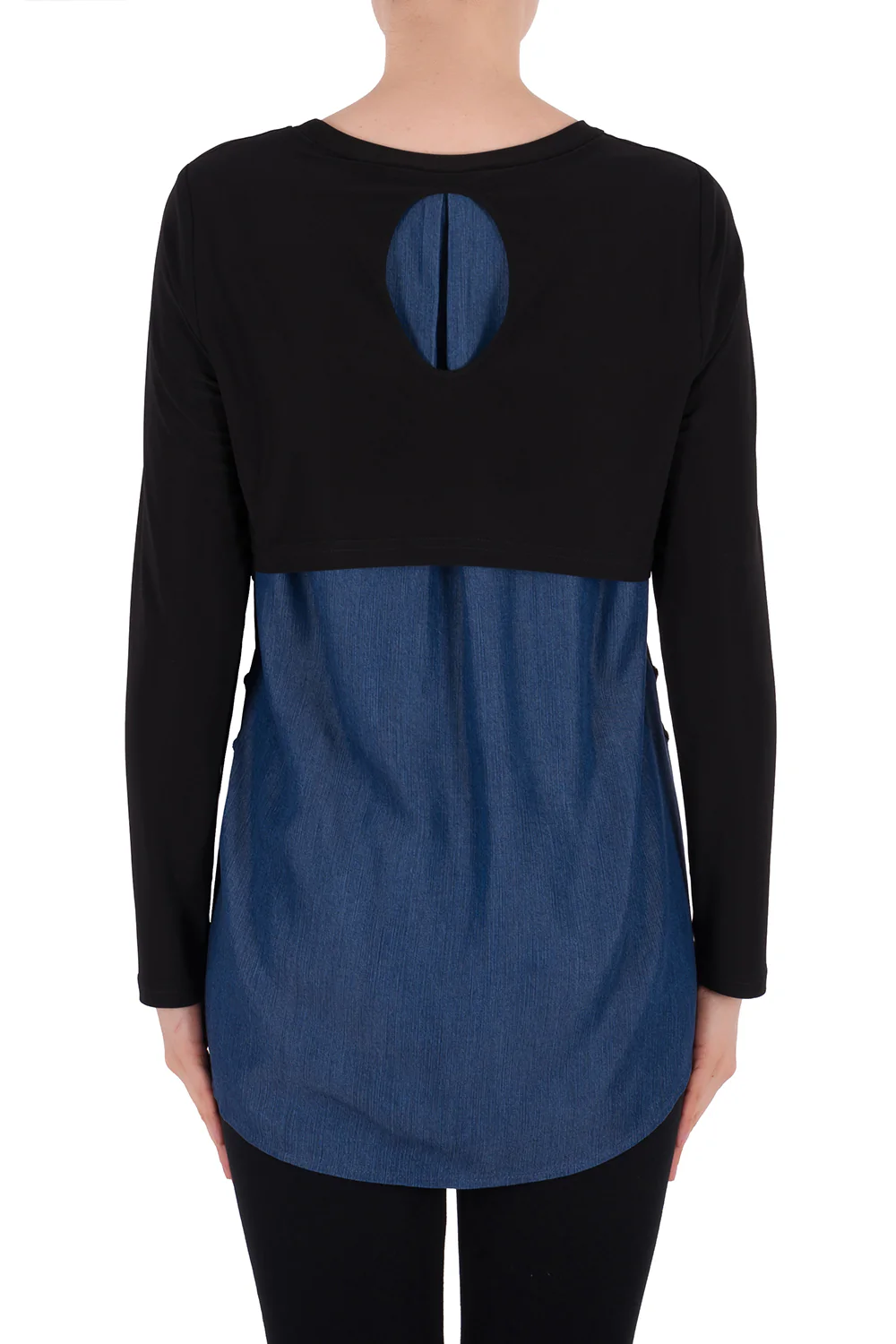 Joseph Ribkoff Denim Blue/Black Top Style 191480 - Image 3