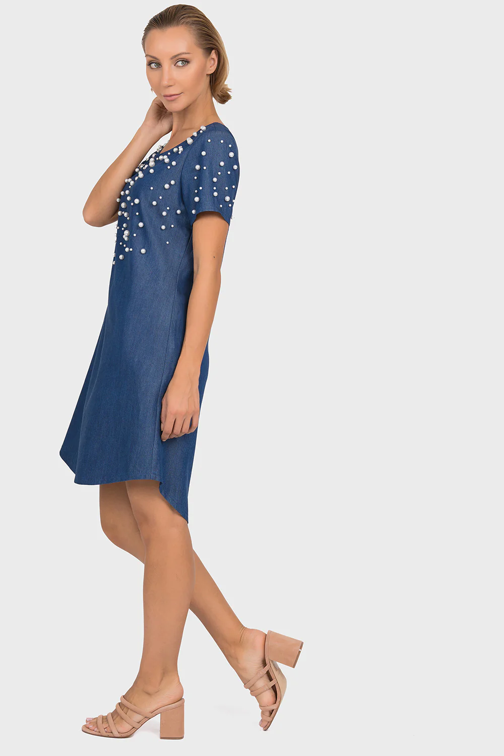 Joseph Ribkoff Denim Blue Tunic/Dress Style 192449 - Image 3