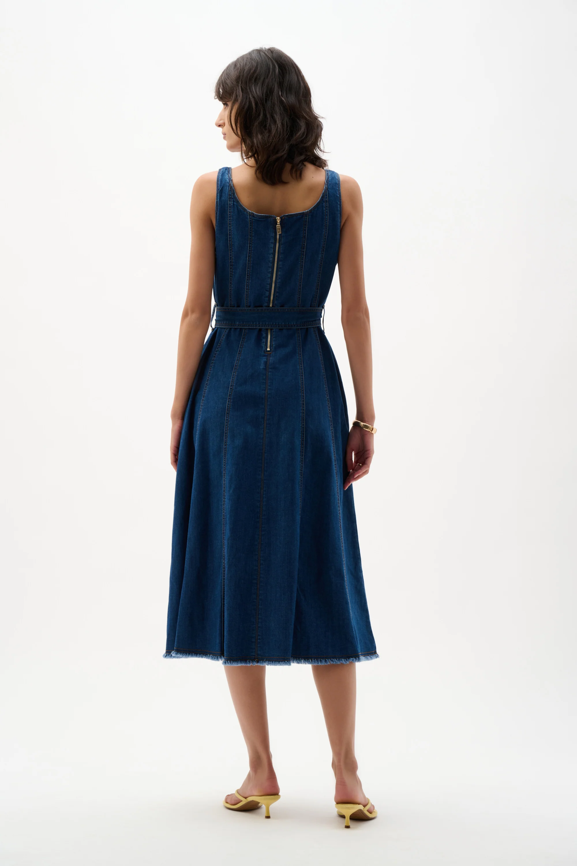 Joseph Ribkoff Denim Fit And Flare Midi Dress With Belt Style 262901 - Image 6