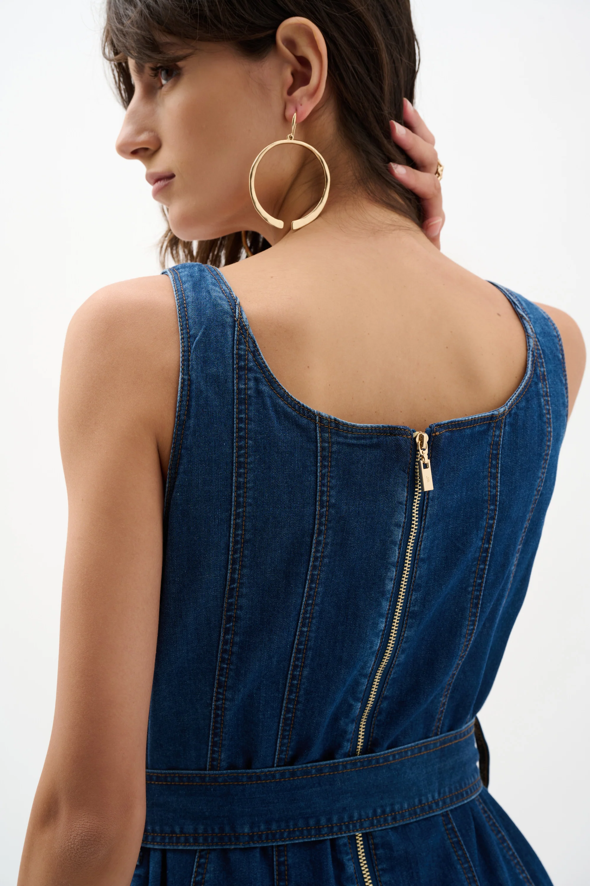 Joseph Ribkoff Denim Fit And Flare Midi Dress With Belt Style 262901 - Image 7