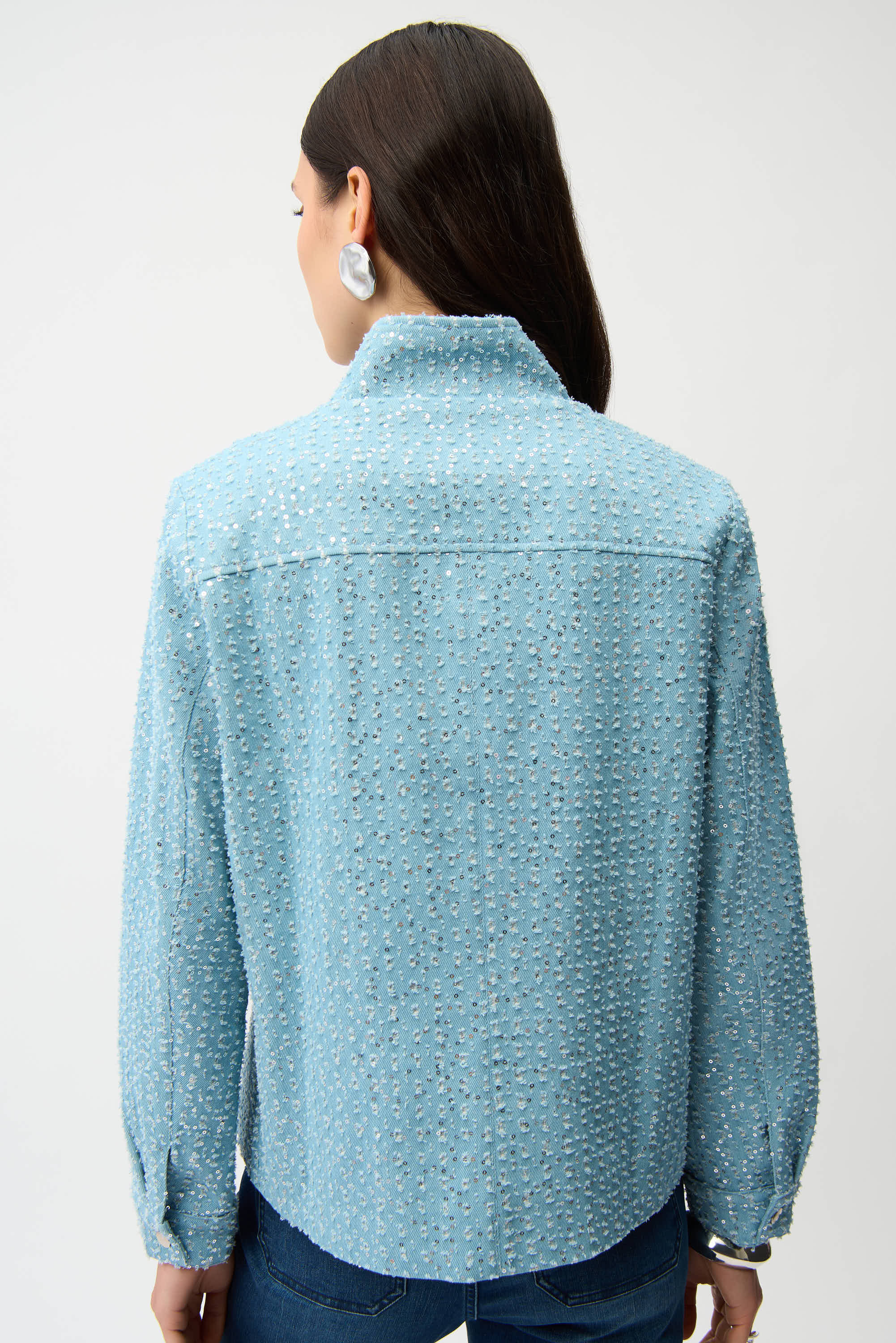 Joseph Ribkoff Denim Jacket With Allover Sequins Style 261951 - Image 3