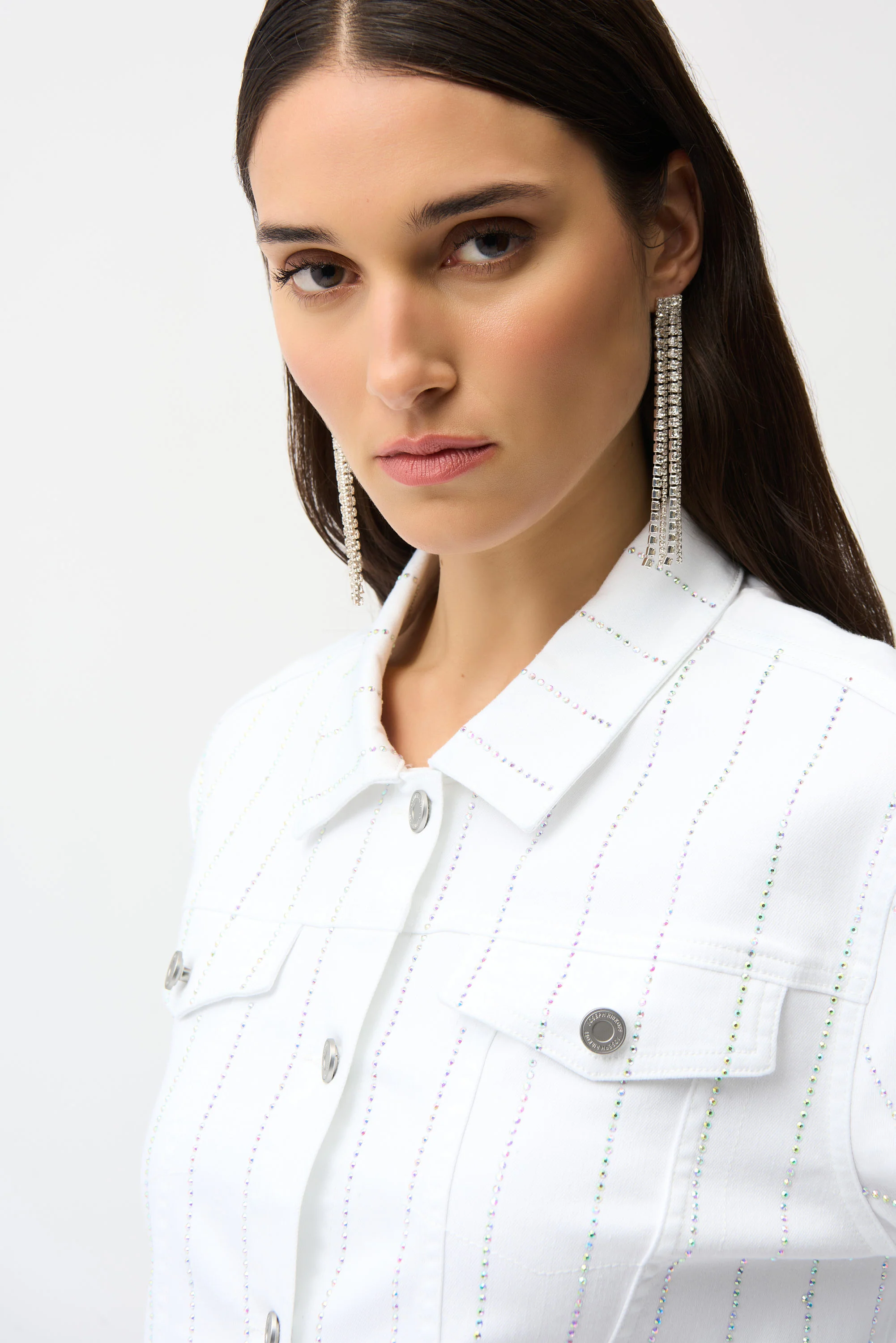 Joseph Ribkoff Denim Jacket With Rhinestones Style 261973 - Image 2