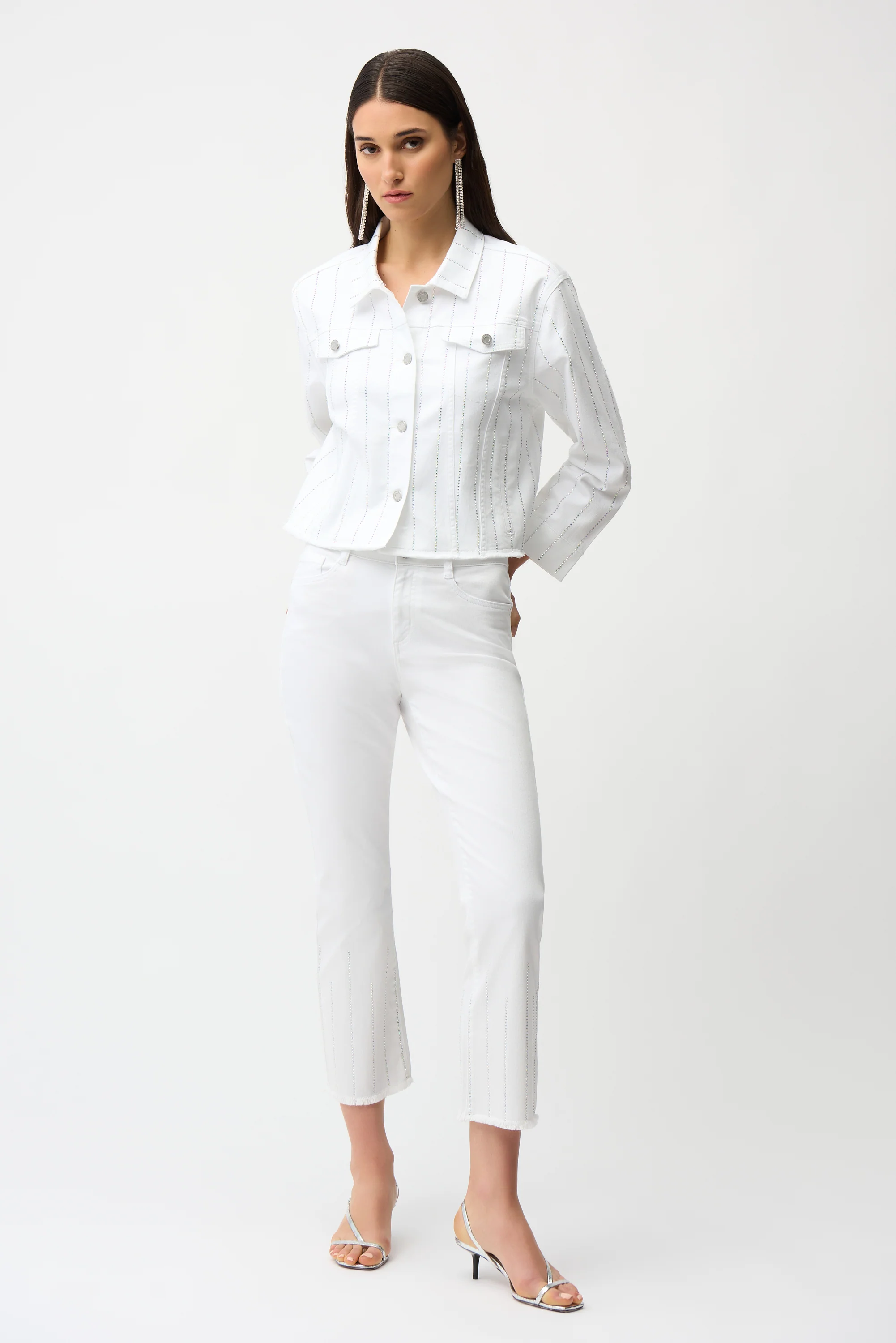 Joseph Ribkoff Denim Jacket With Rhinestones Style 261973 - Image 3