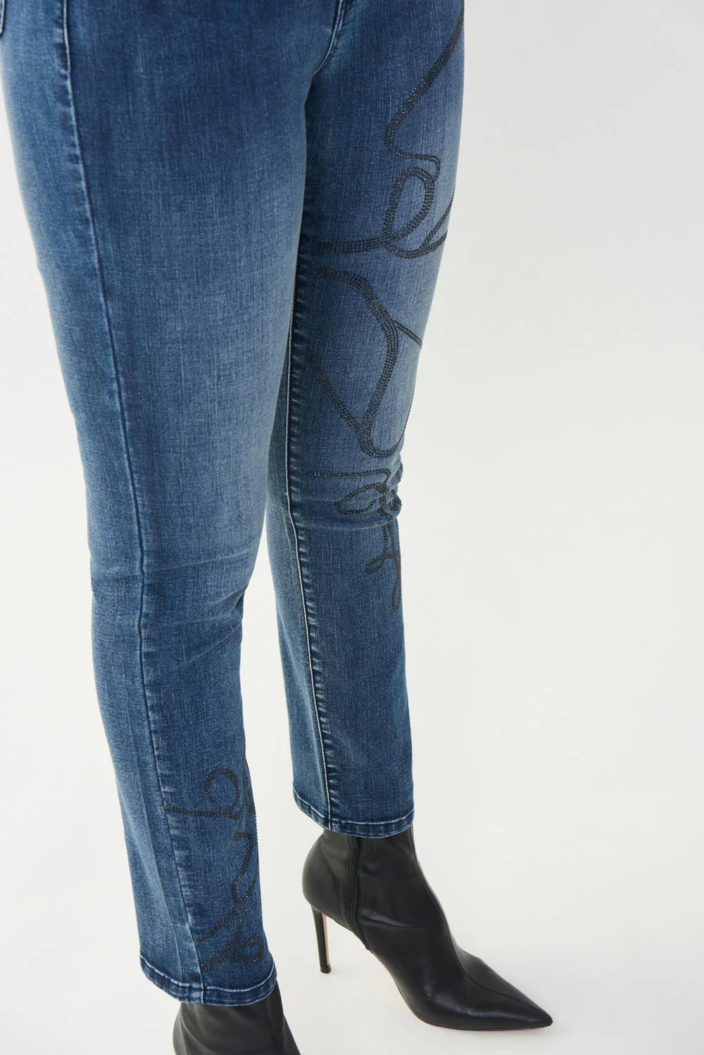 Joseph Ribkoff Denim Medium Blue Embellished Front Jeans Style 223935 - Image 3