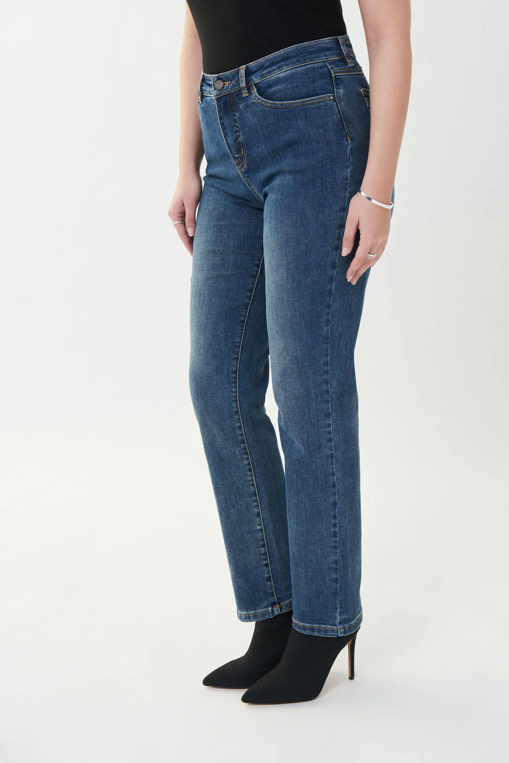 Joseph Ribkoff Denim Medium Blue Embellished Pocket Jeans Style 223927 - Image 2