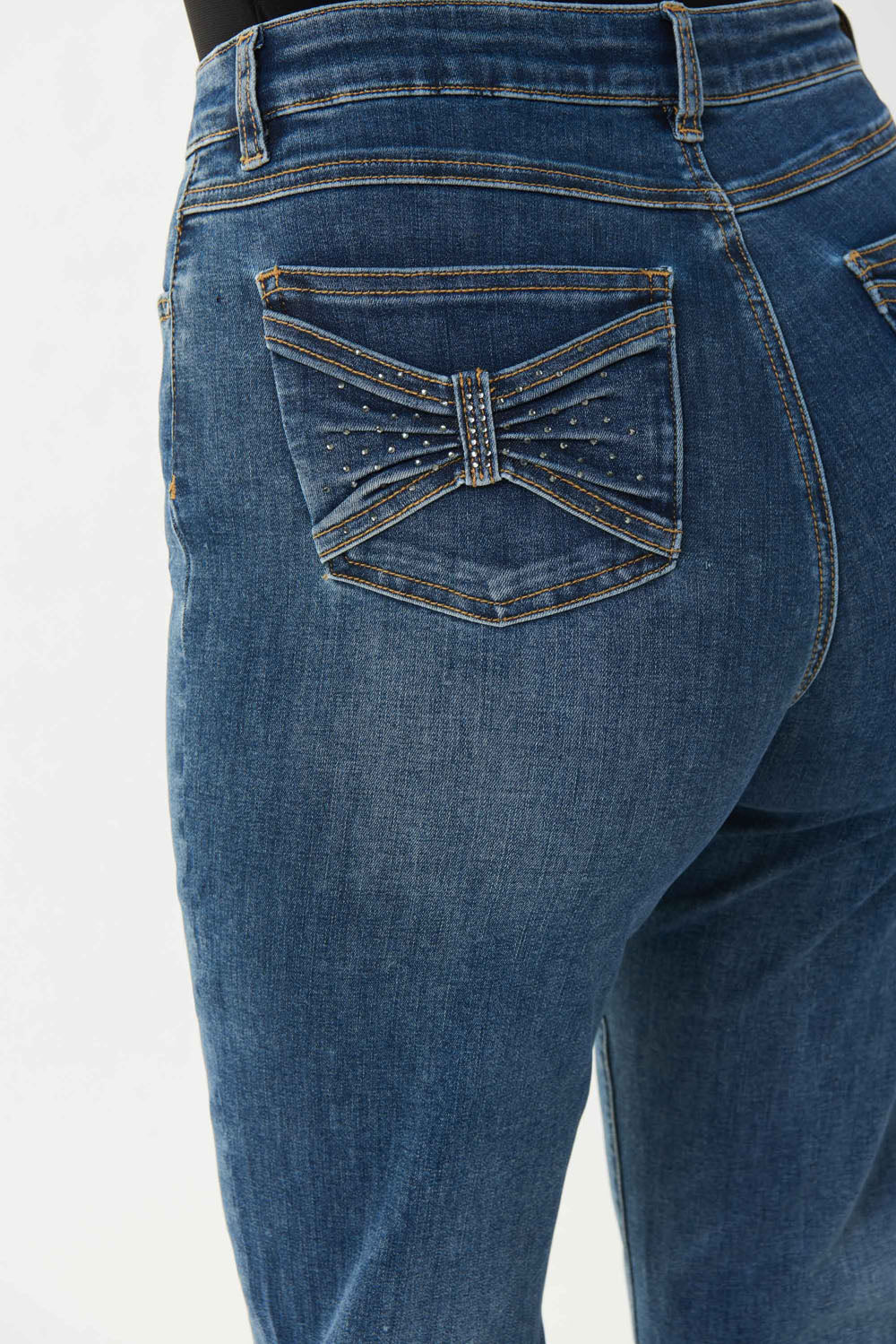 Joseph Ribkoff Denim Medium Blue Embellished Pocket Jeans Style 223927 - Image 4