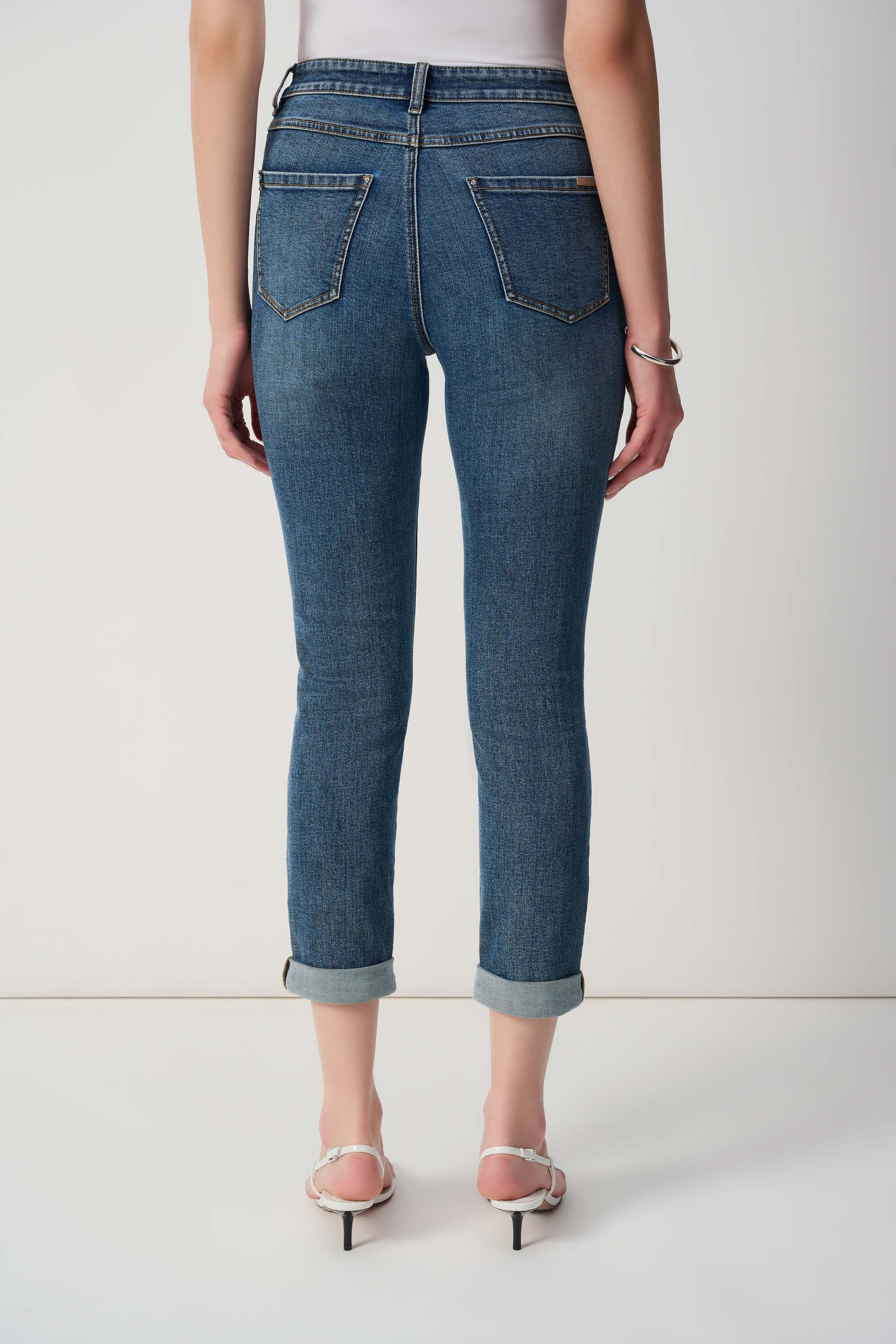 Joseph Ribkoff Slim Fit Cropped Jeans With Rolled Hem Style 213942S25 - Image 2