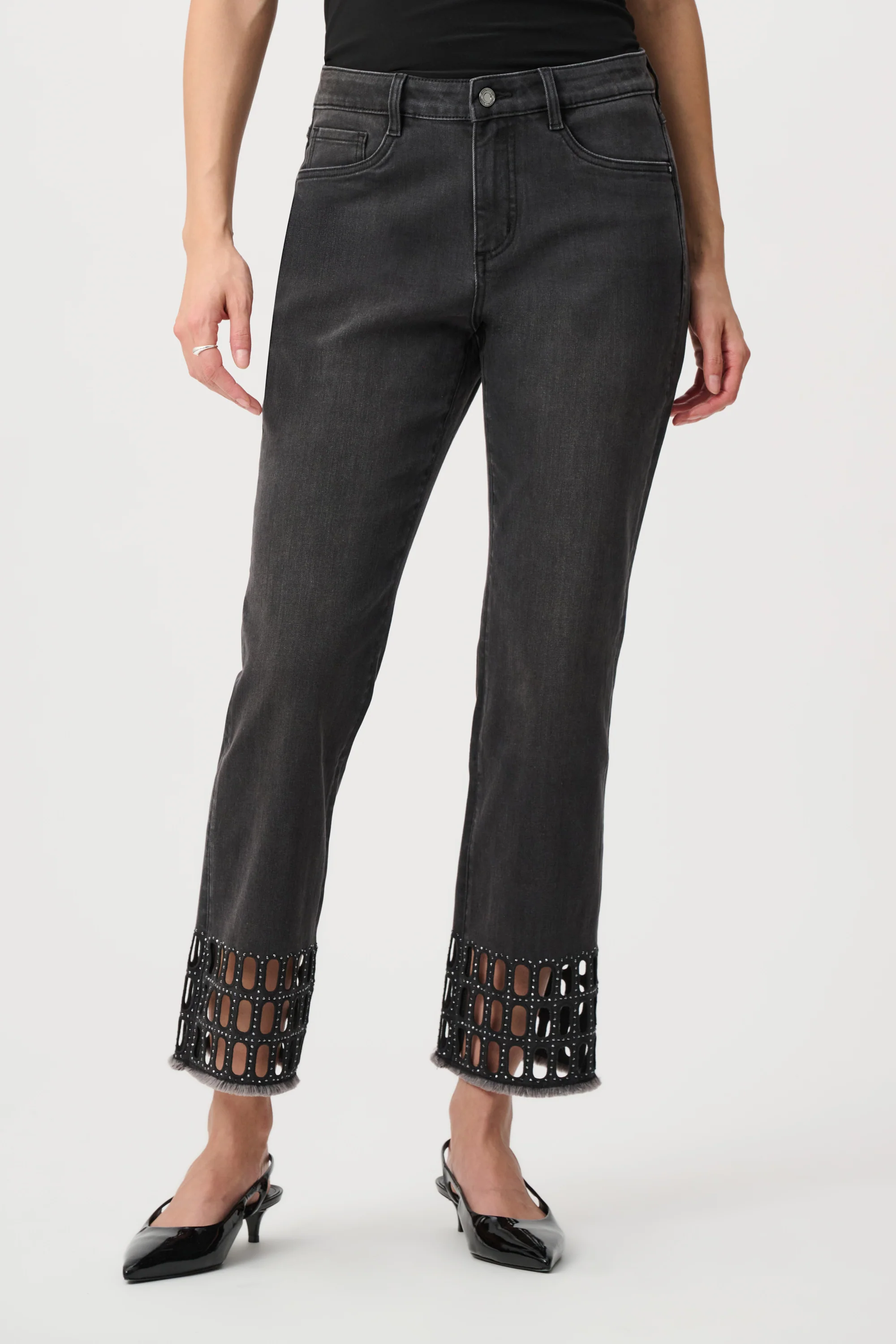Joseph Ribkoff Straight Classic Jeans With Rhinestone Detail Style 263905
