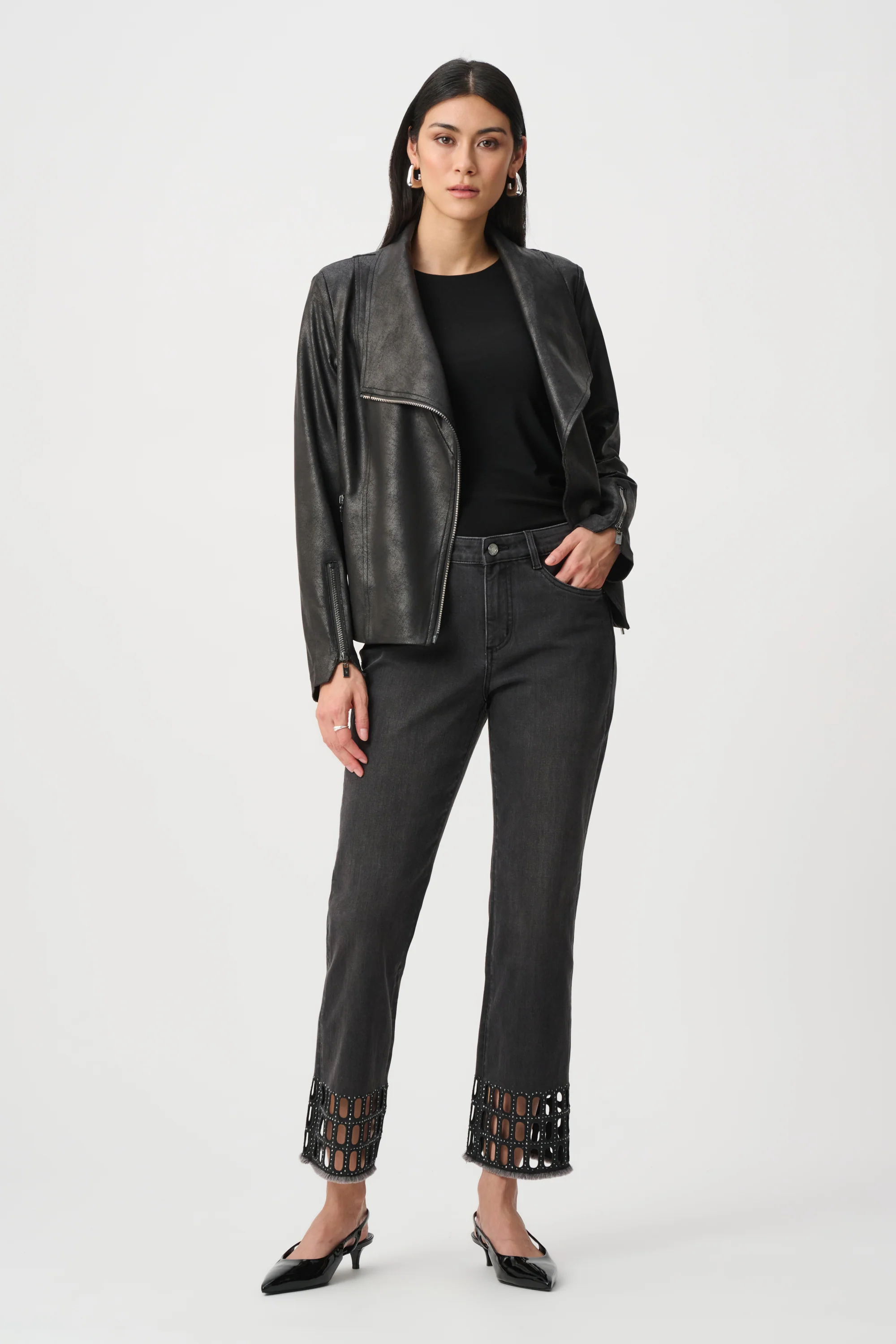 Joseph Ribkoff Straight Classic Jeans With Rhinestone Detail Style 263905 - Image 2