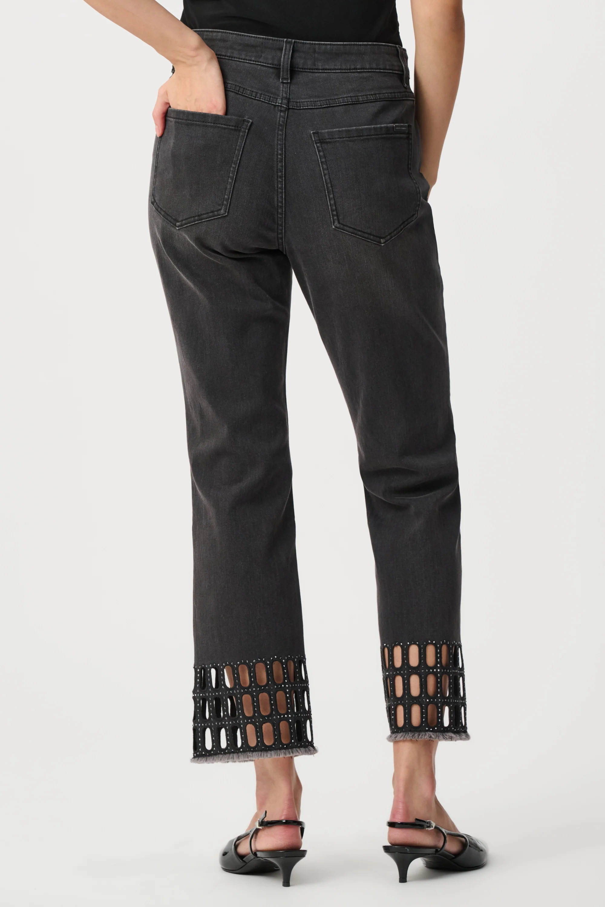 Joseph Ribkoff Straight Classic Jeans With Rhinestone Detail Style 263905 - Image 3