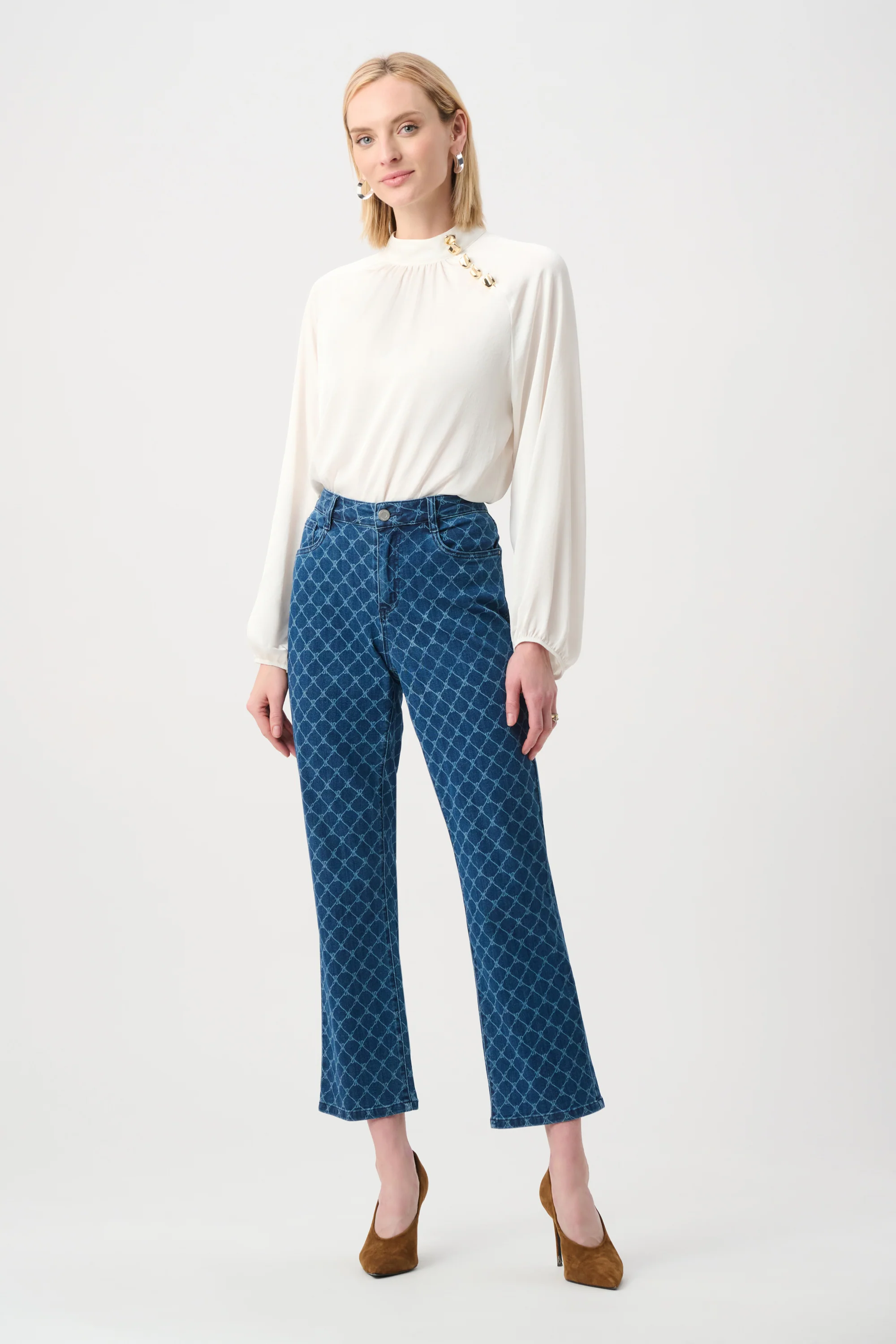 Joseph Ribkoff Denim Strip-Dye Print Straight Classic Jeans Style 263906 - Image 2