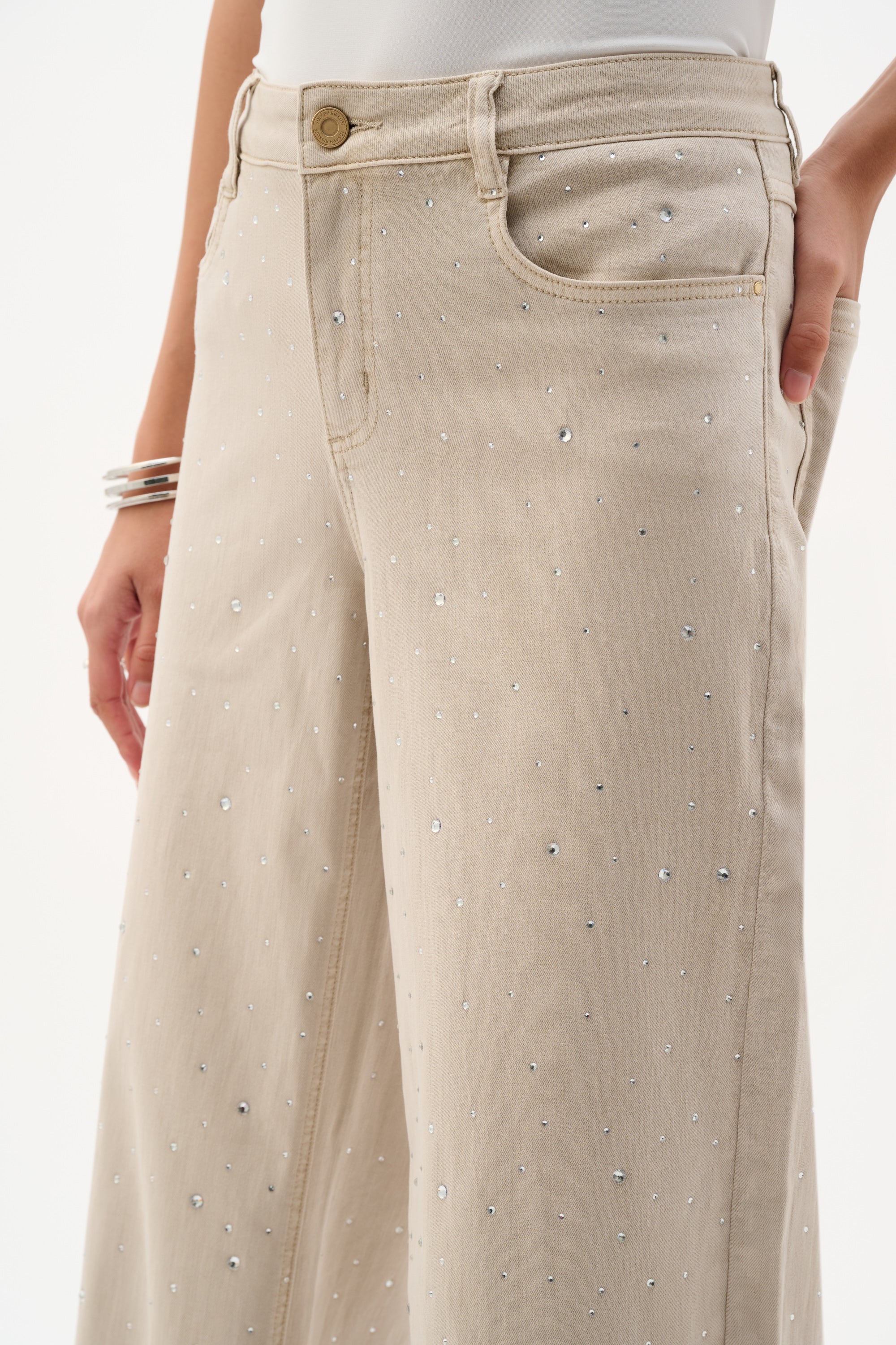 Joseph Ribkoff Denim Wide Leg Jeans With Rhinestones Style 262940 - Image 5