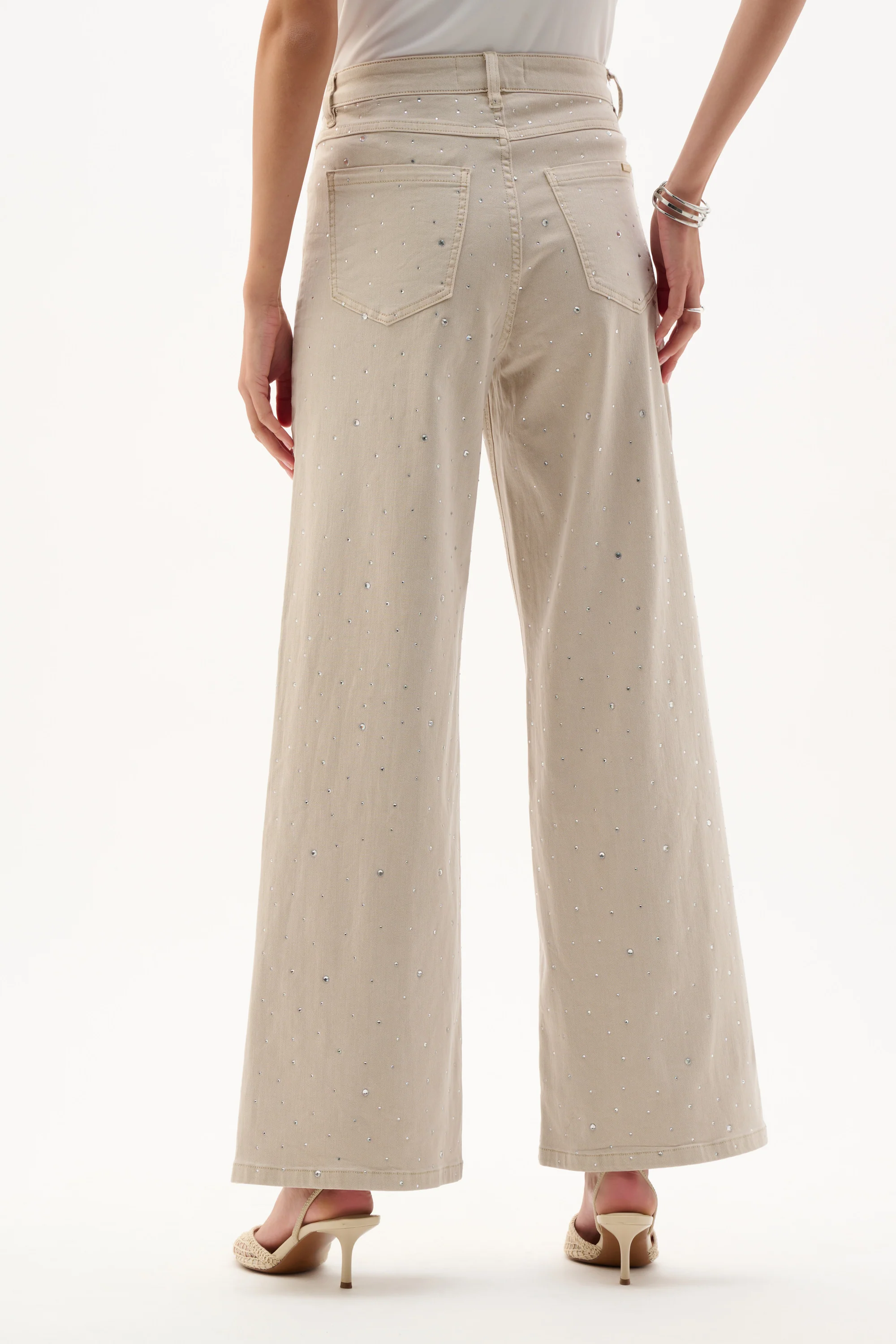 Joseph Ribkoff Denim Wide Leg Jeans With Rhinestones Style 262940 - Image 6
