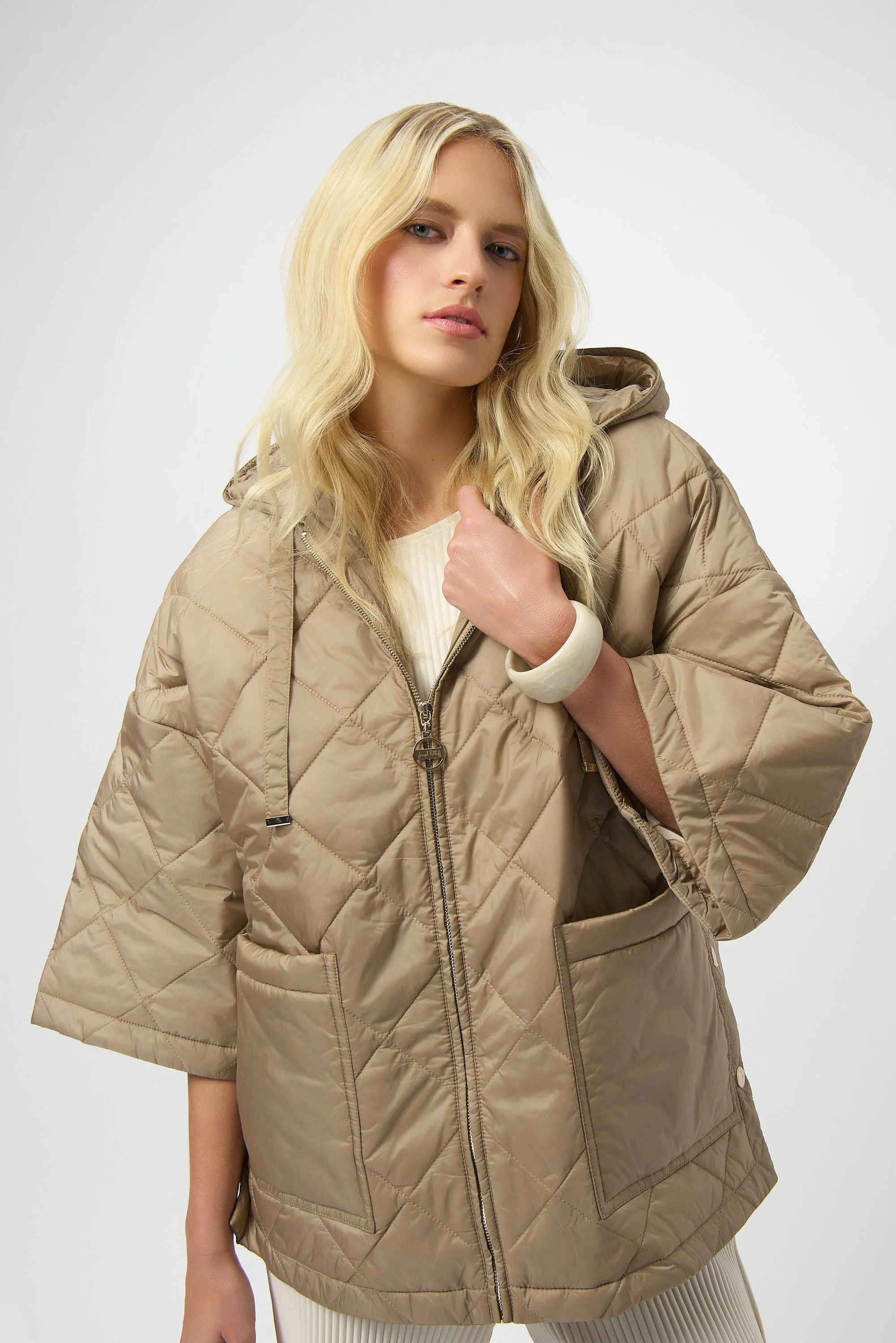 Joseph Ribkoff Diamond Quilt Hooded Jacket Style 254914 - Image 3