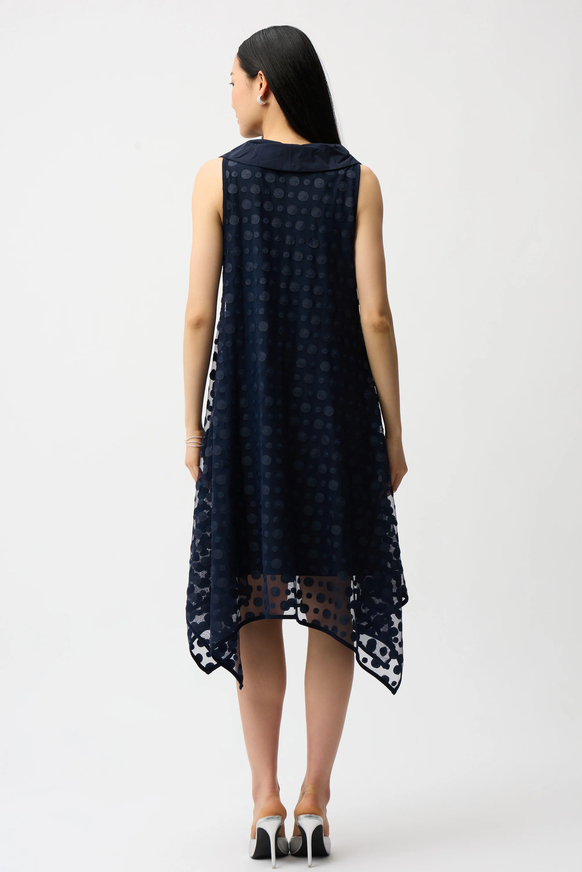 Joseph Ribkoff Dot Embroidered Mesh Handkerchief Dress Style 261299 - Image 6