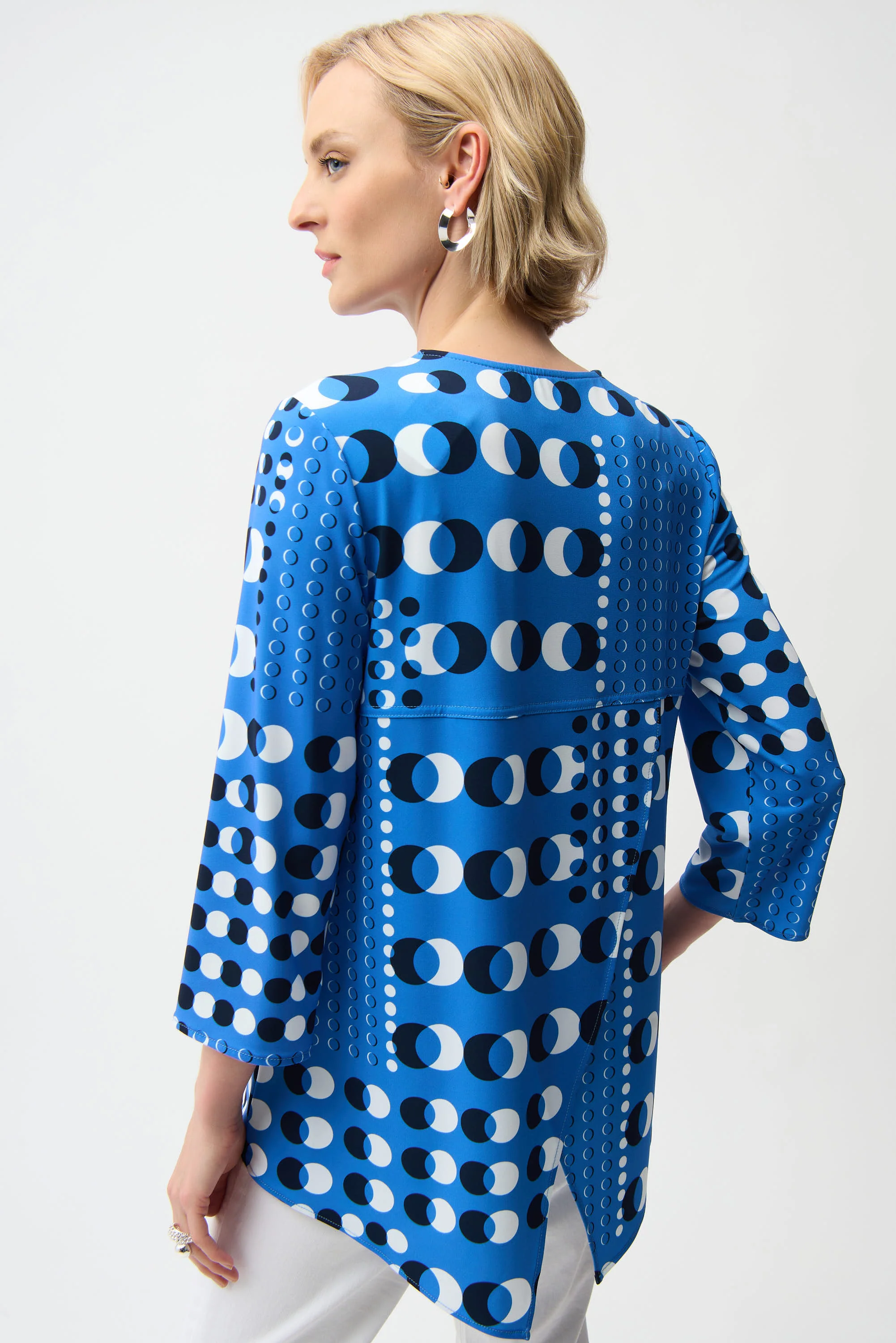 Joseph Ribkoff Dot Print Fit and Flare Tunic With Zipper Style 261288 - Image 3