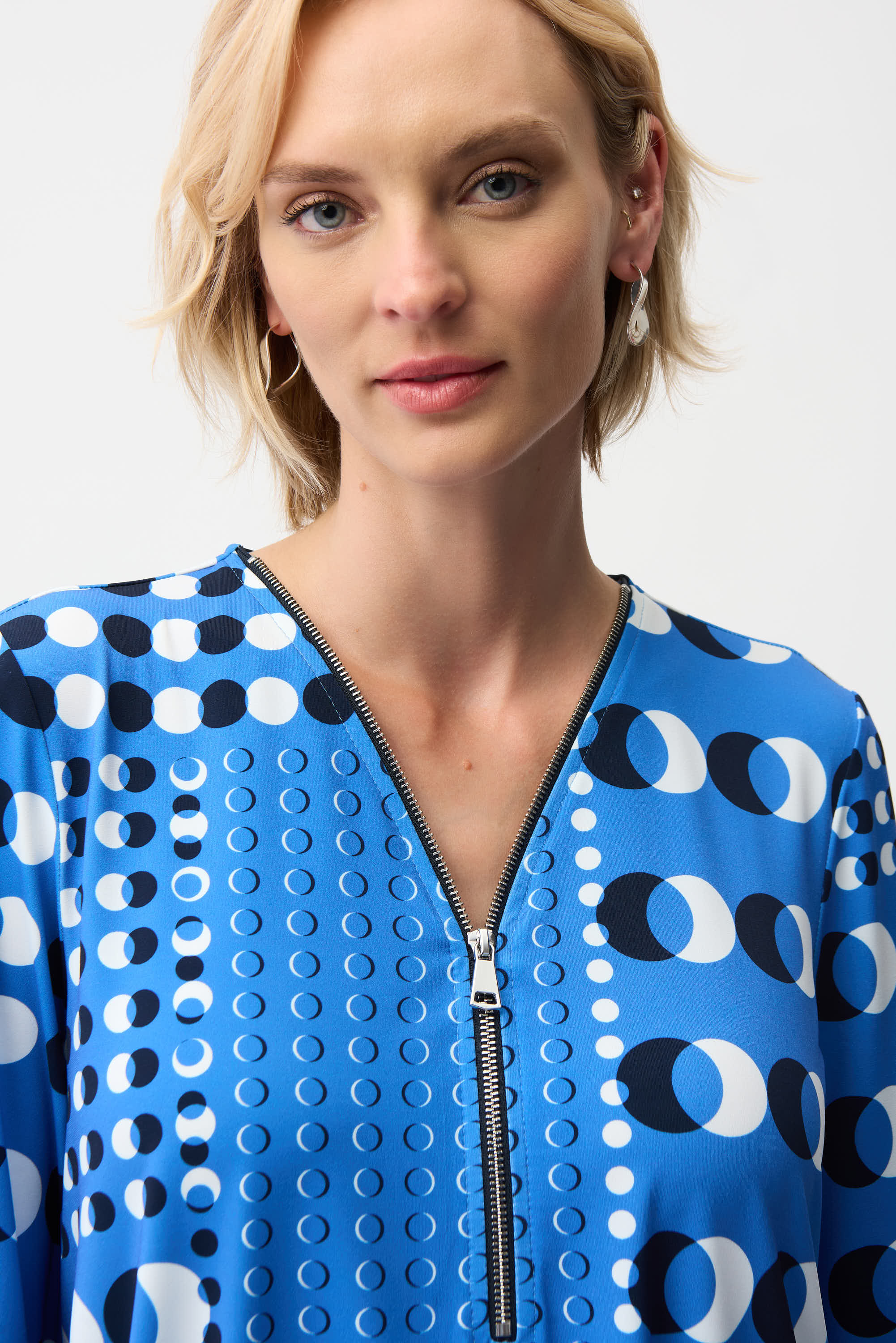 Joseph Ribkoff Dot Print Fit and Flare Tunic With Zipper Style 261288 - Image 4