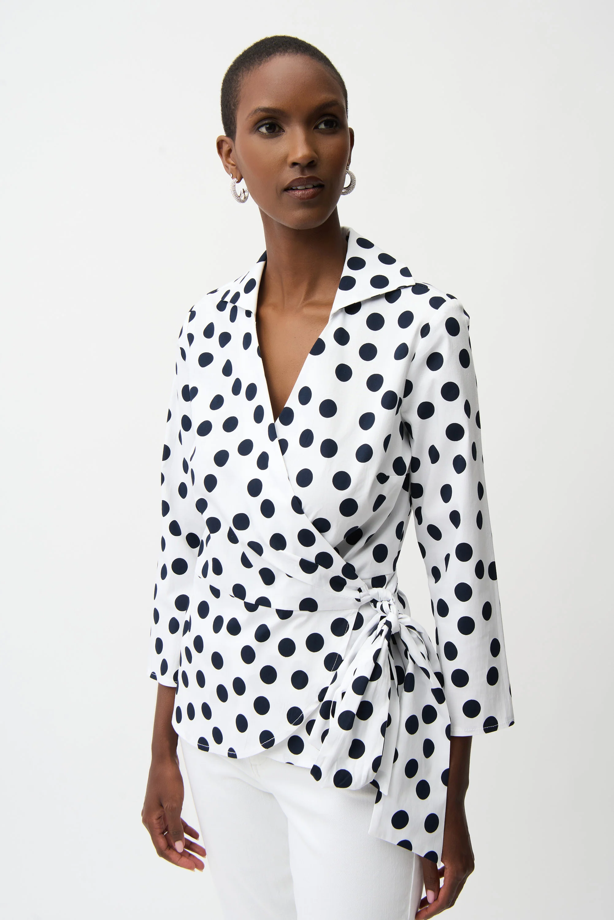 Joseph Ribkoff Dot Print Wrap Top With Sash Style 261118