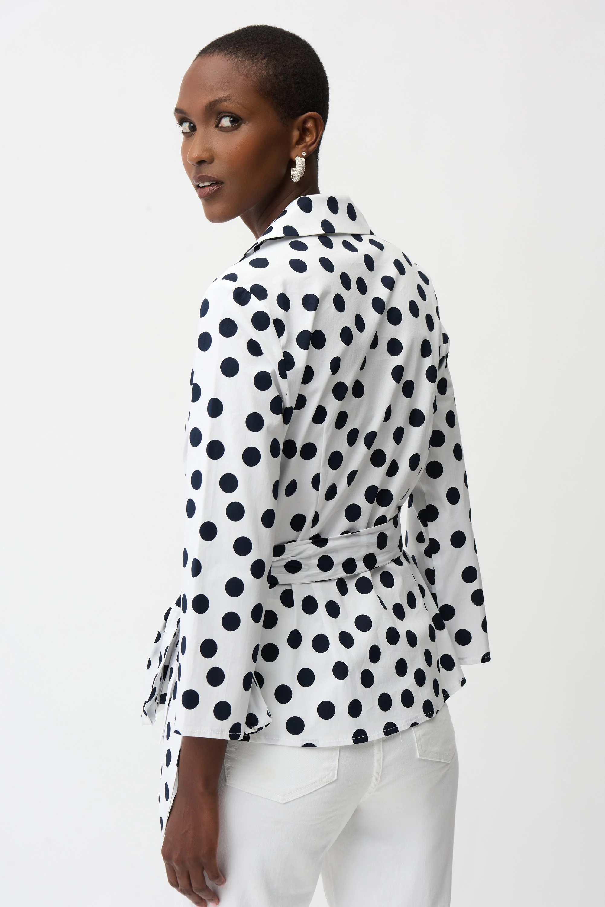 Joseph Ribkoff Dot Print Wrap Top With Sash Style 261118 - Image 4