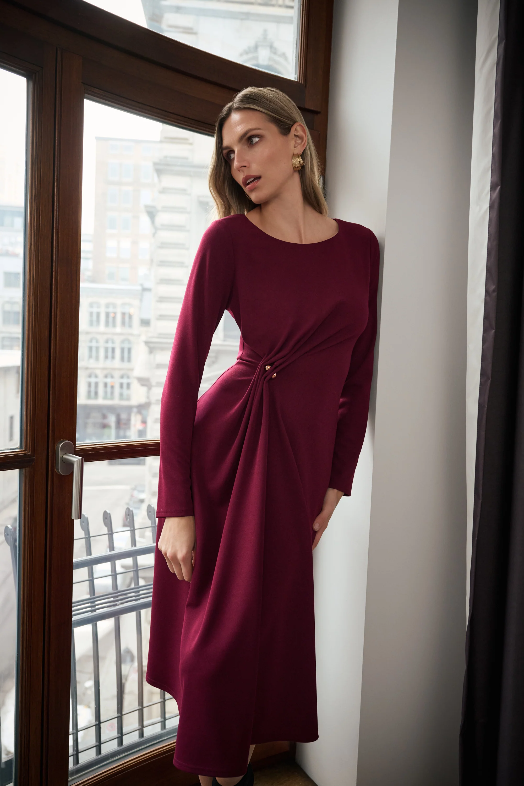 Joseph Ribkoff Draped Front Sheath Dress Style 263178 - Image 2