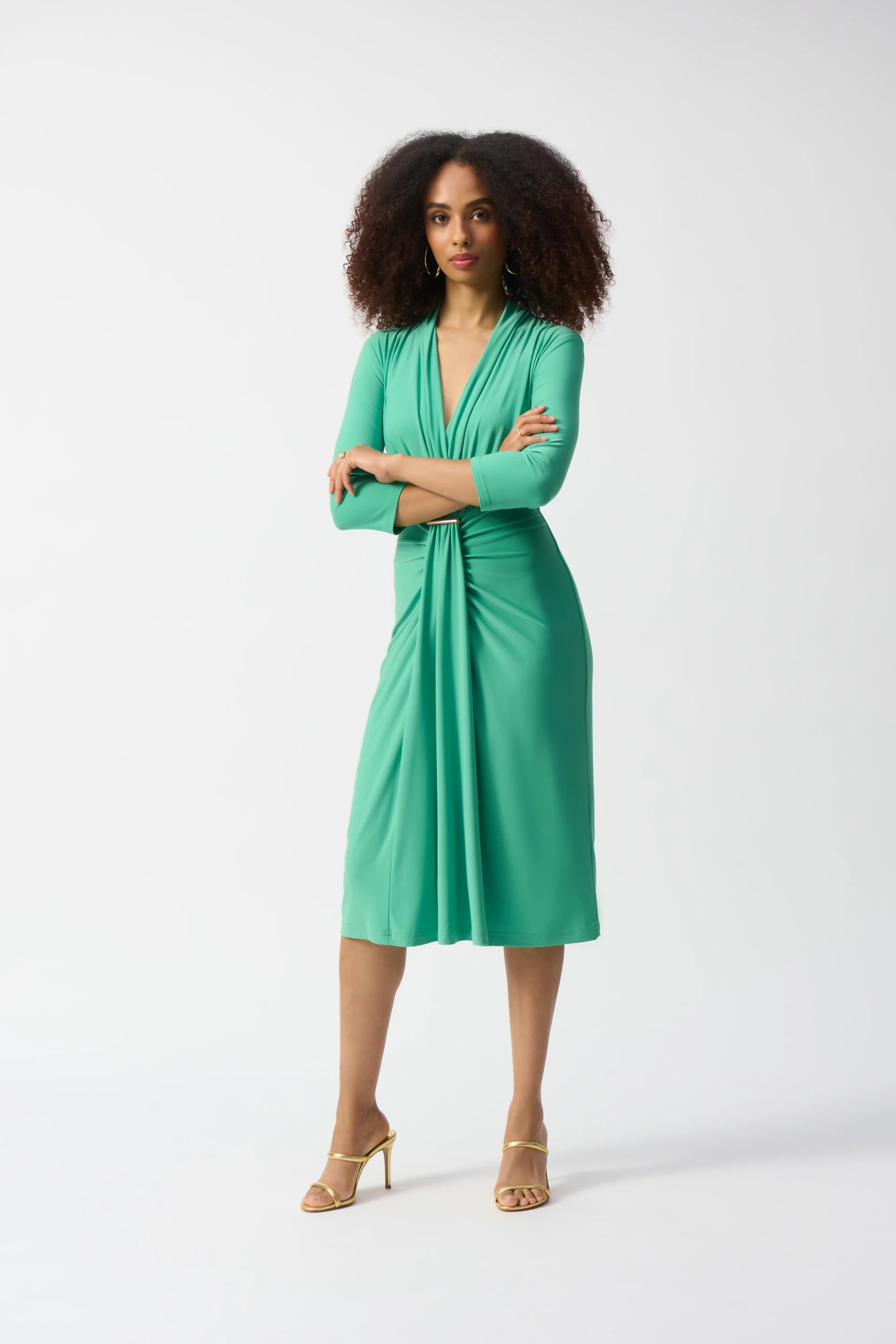 Joseph Ribkoff Draped Wrap Dress Style 251275 - Image 4