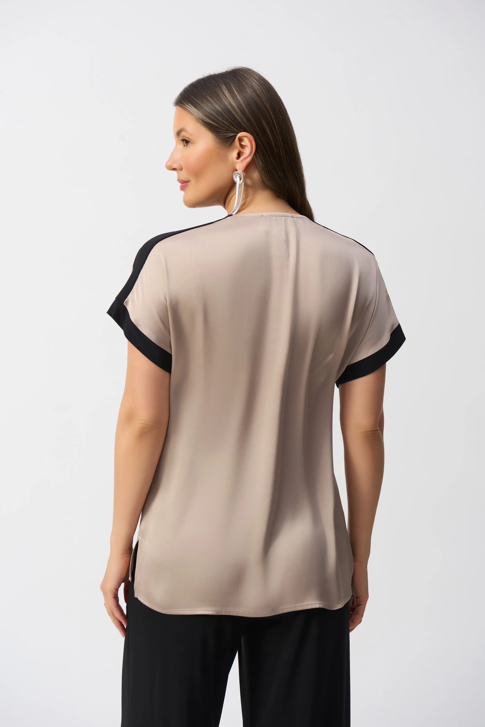 Joseph Ribkoff Dune/Black Straight Top Style 251247 - Image 2