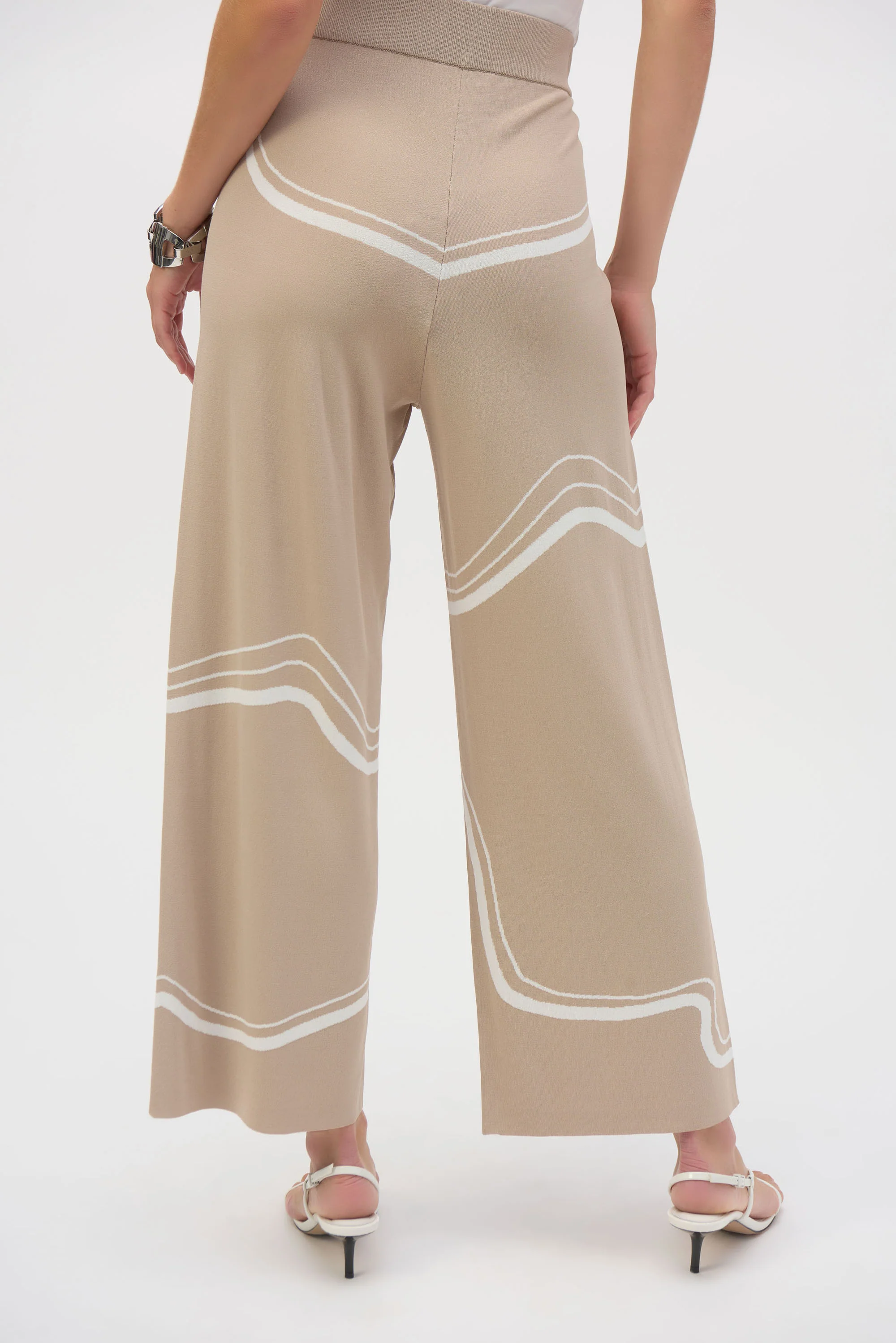 Joseph Ribkoff Dune/Ecru Abstract Print Culotte Pants Style 252931 - Image 4