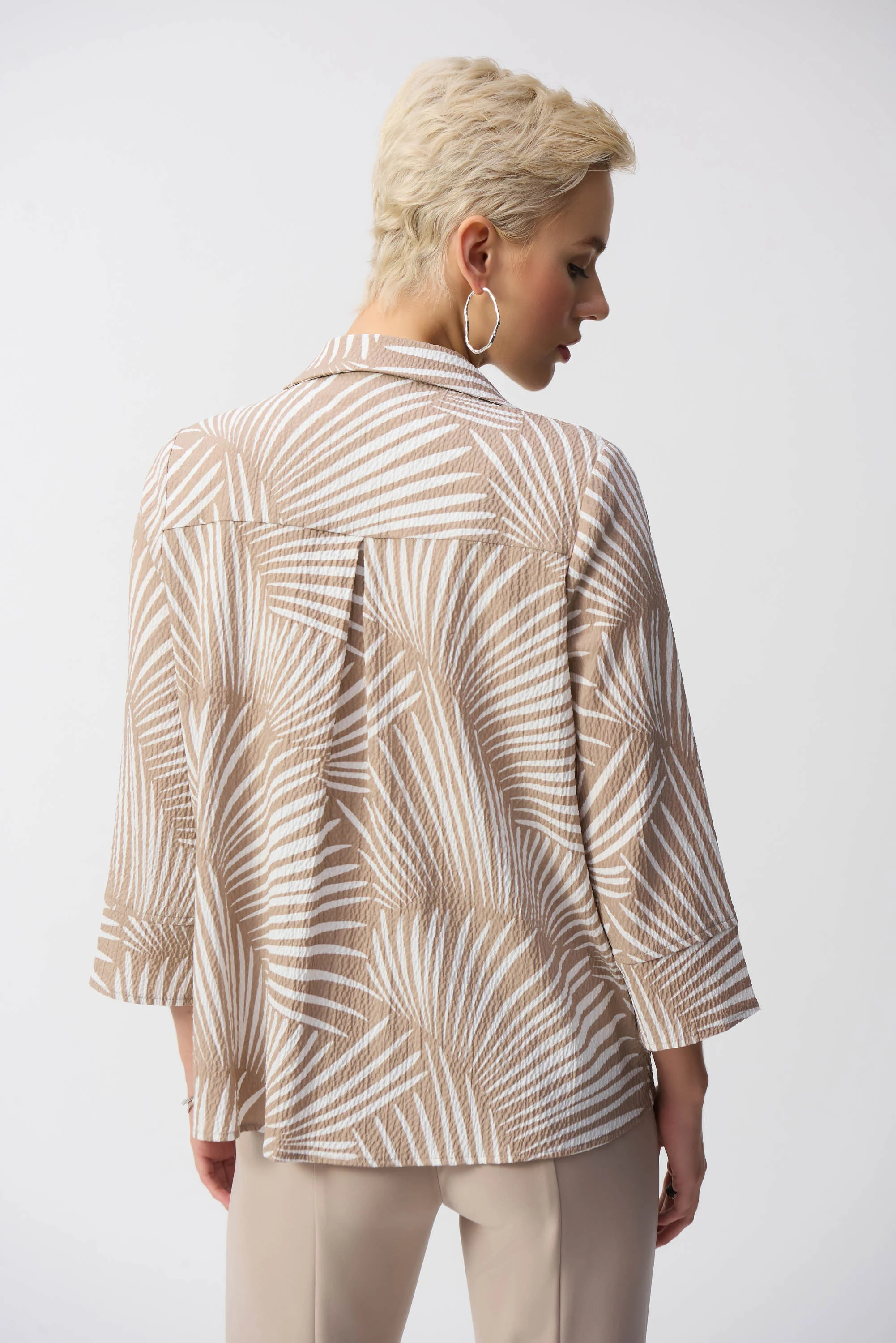 Joseph Ribkoff Dune/Vanilla Tropical Print Trapeze Jacket Style 251089 - Image 3