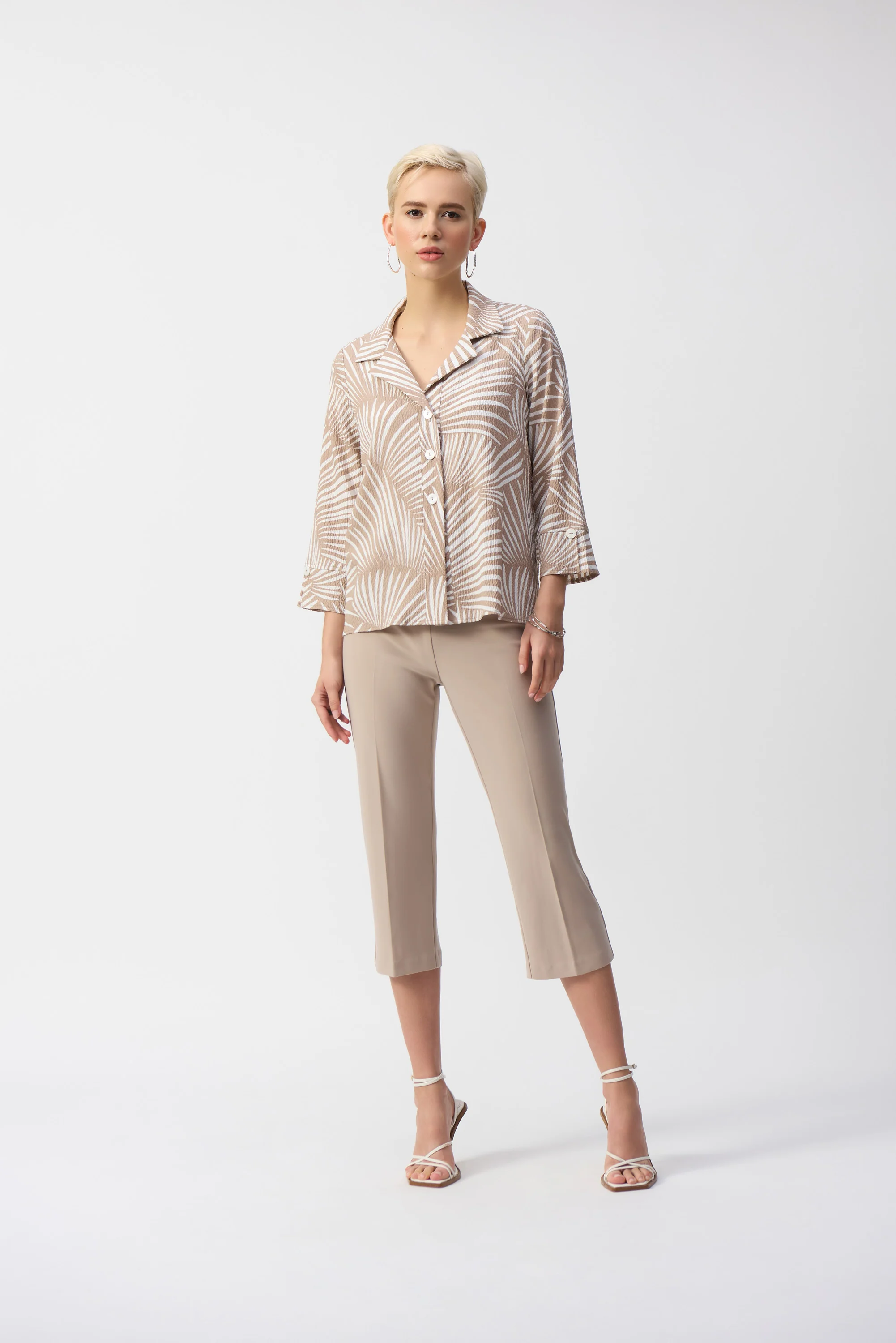Joseph Ribkoff Dune/Vanilla Tropical Print Trapeze Jacket Style 251089 - Image 5