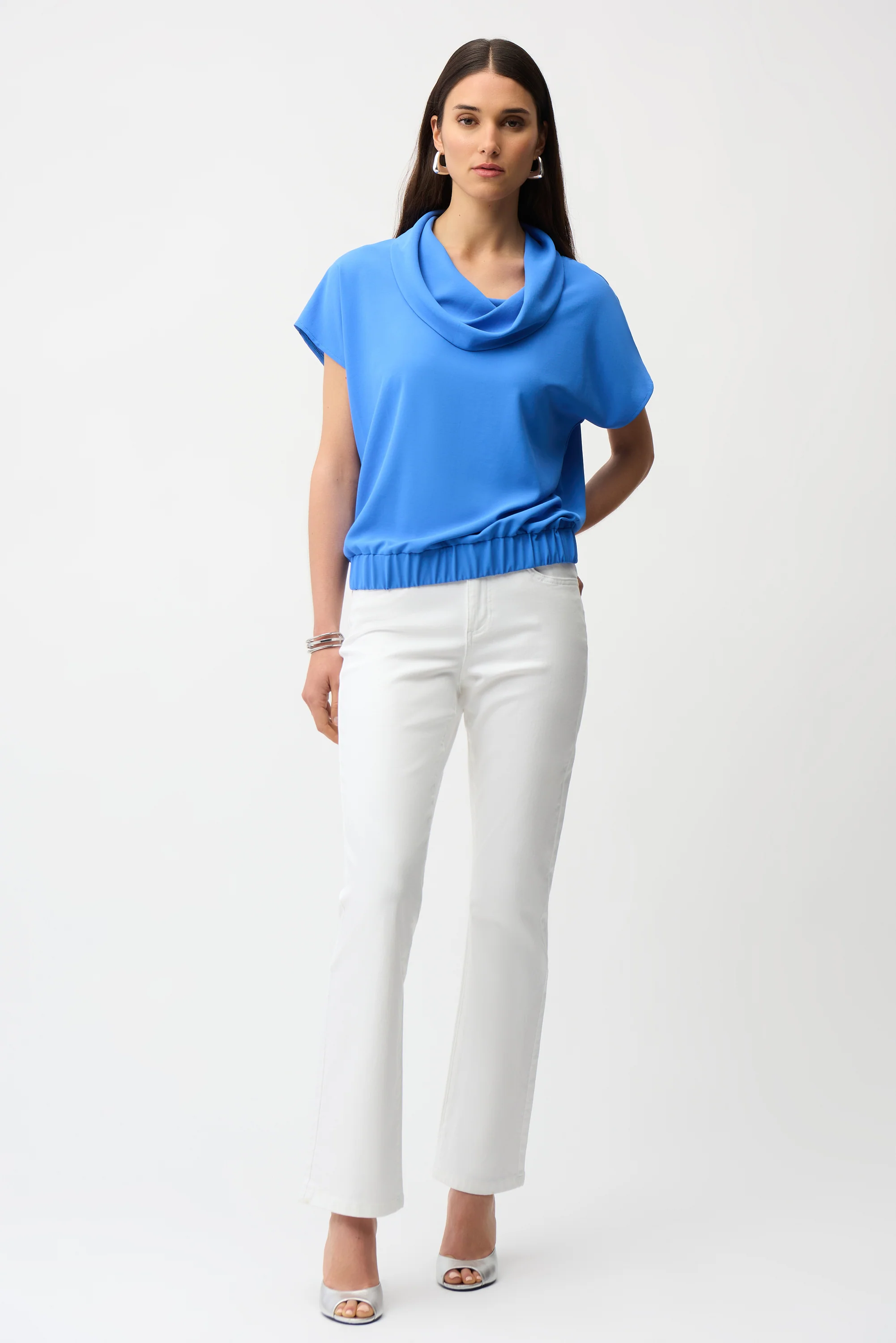 Joseph Ribkoff Eggshell Cocoon Top With Cowl Neckline Style 261194 - Image 2