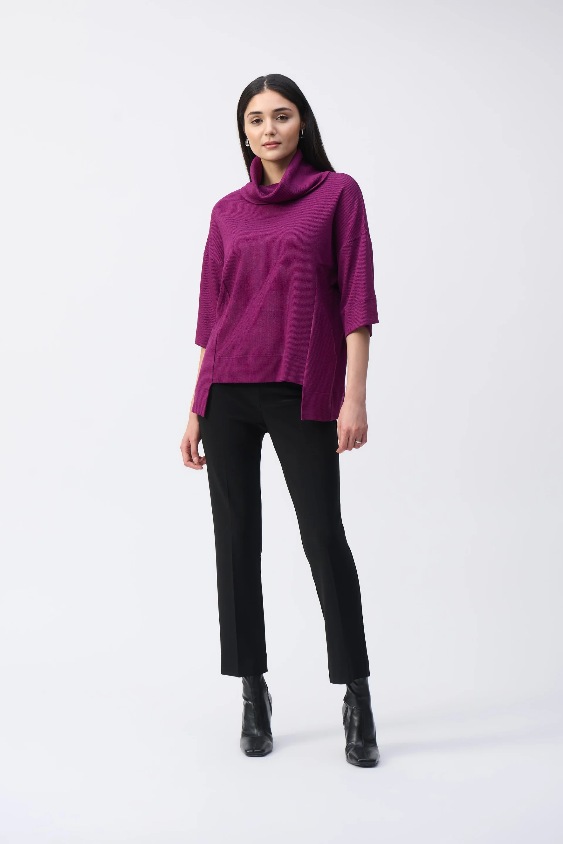 Joseph Ribkoff Empress/Black Long Boxy Top Style 243165 - Image 4