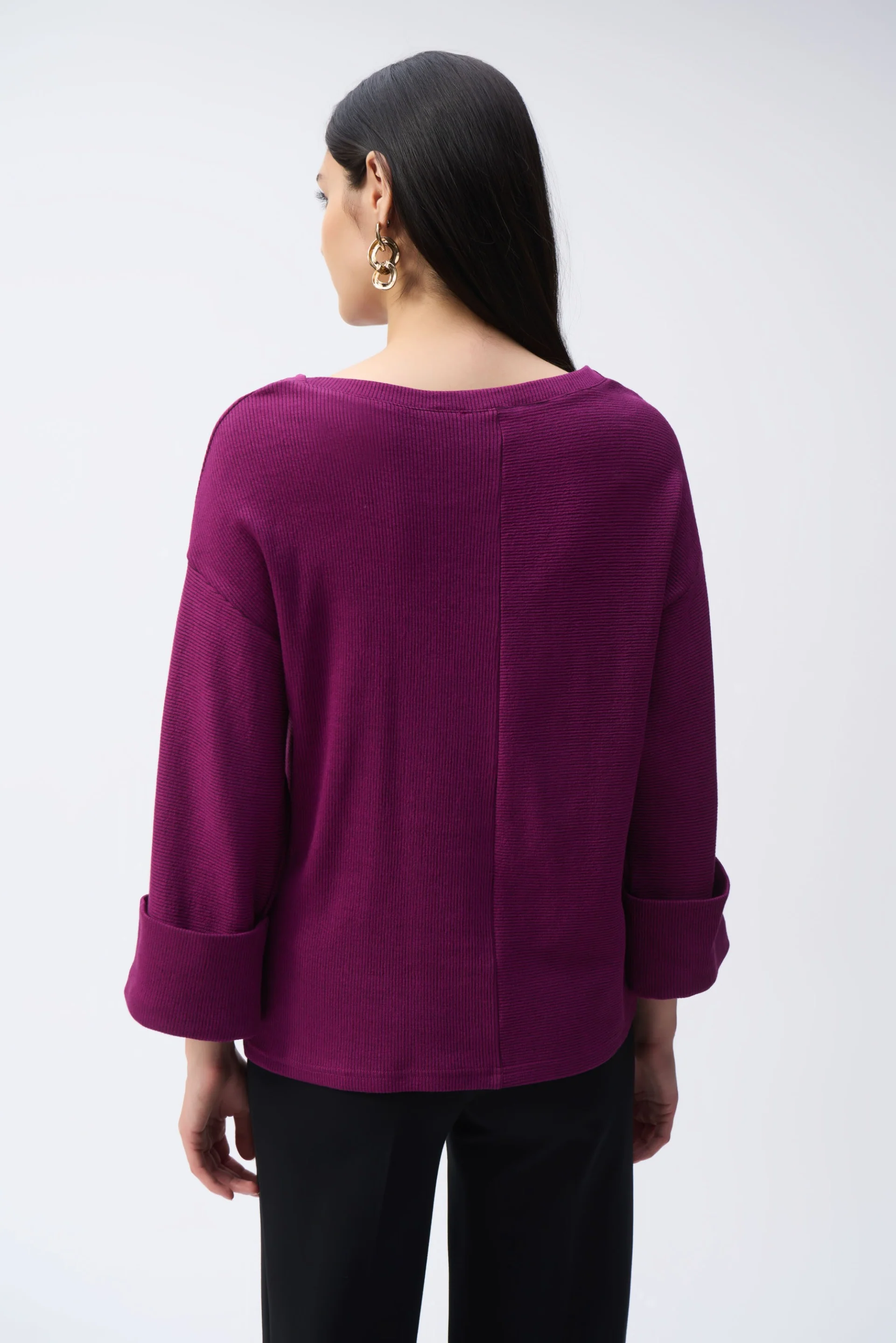 Joseph Ribkoff Empress/Black Needle Rib Boxy Top Style 243103 - Image 2