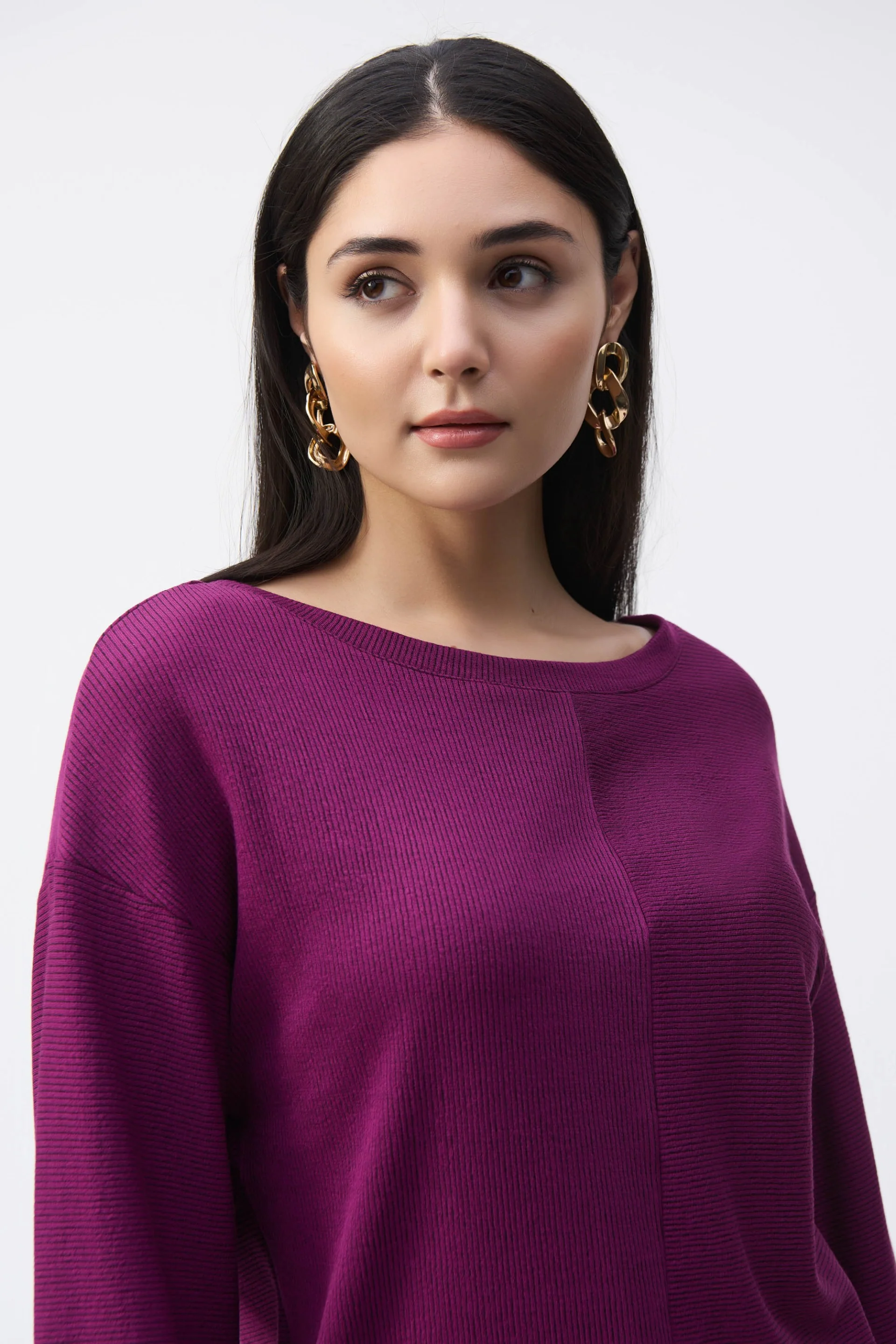 Joseph Ribkoff Empress/Black Needle Rib Boxy Top Style 243103 - Image 3