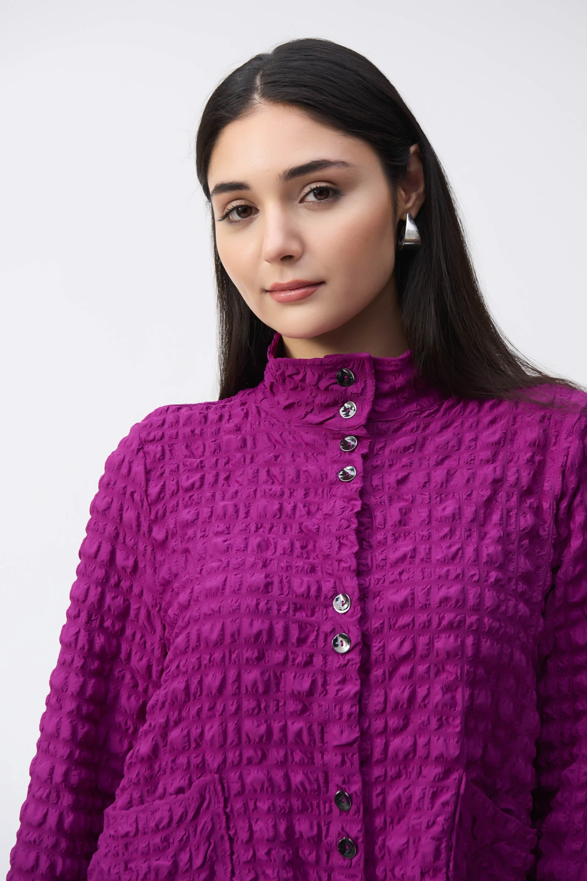 Joseph Ribkoff Empress Bubble Jacquard Mock Collar Jacket Style 243199 - Image 2