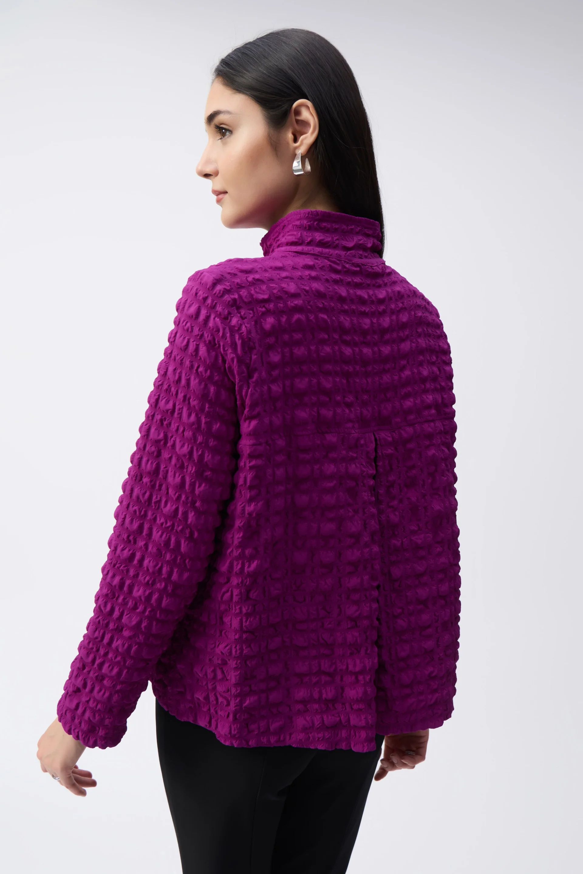 Joseph Ribkoff Empress Bubble Jacquard Mock Collar Jacket Style 243199 - Image 3
