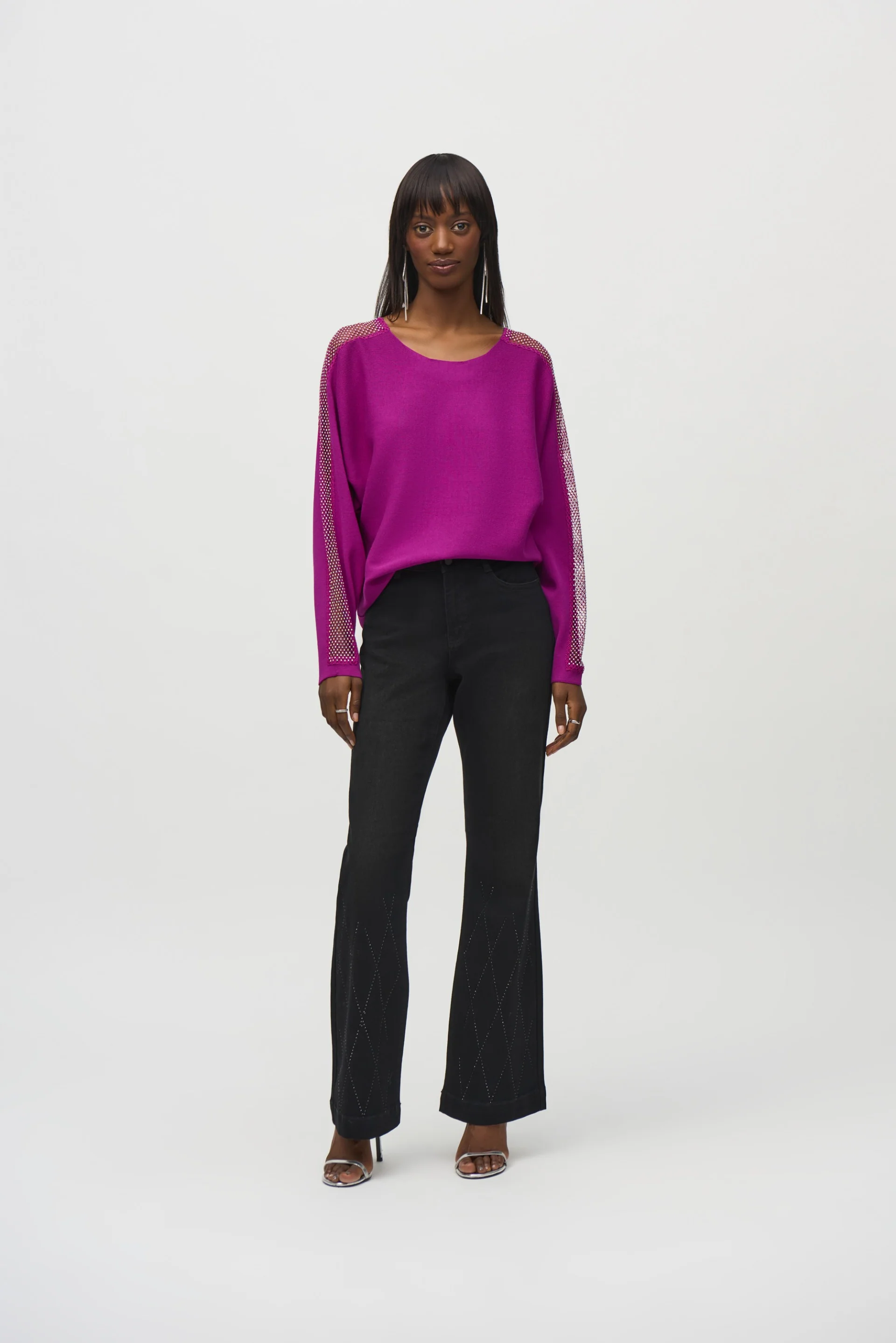 Joseph Ribkoff Empress Pullover with Lace and Sequin Trim Style 244910 - Image 4