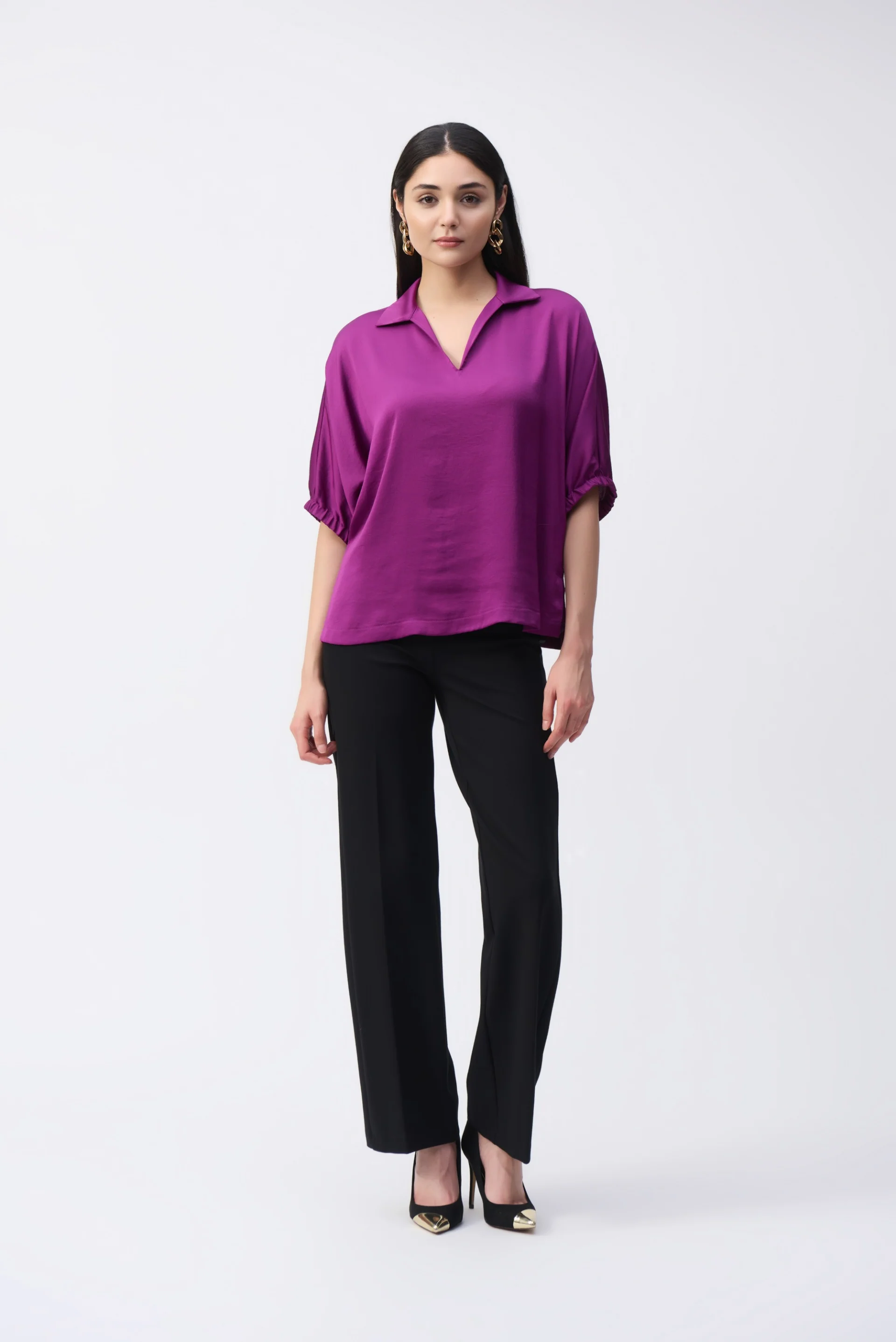Joseph Ribkoff Empress Satin Boxy Top Style 243183 - Image 4