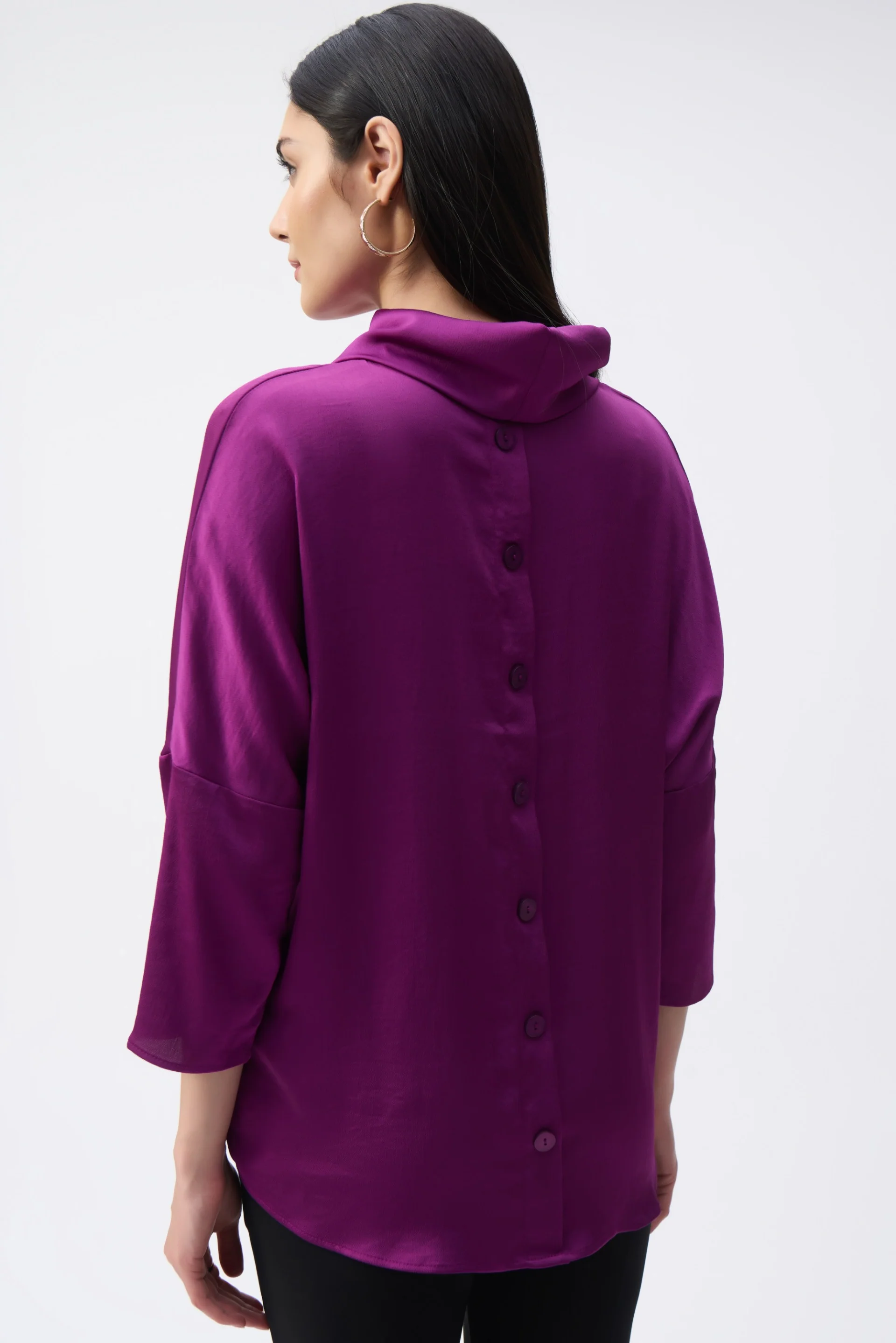 Joseph Ribkoff Empress Satin Cowl Collar Top Style 243189 - Image 2